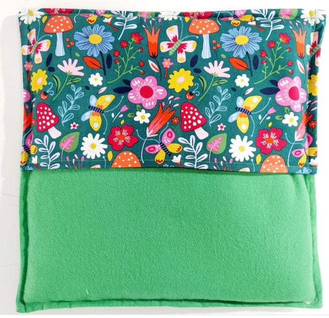 Rice-flax seed foot warmer, rice bag, heat pad, Mushrooms, Butterflies