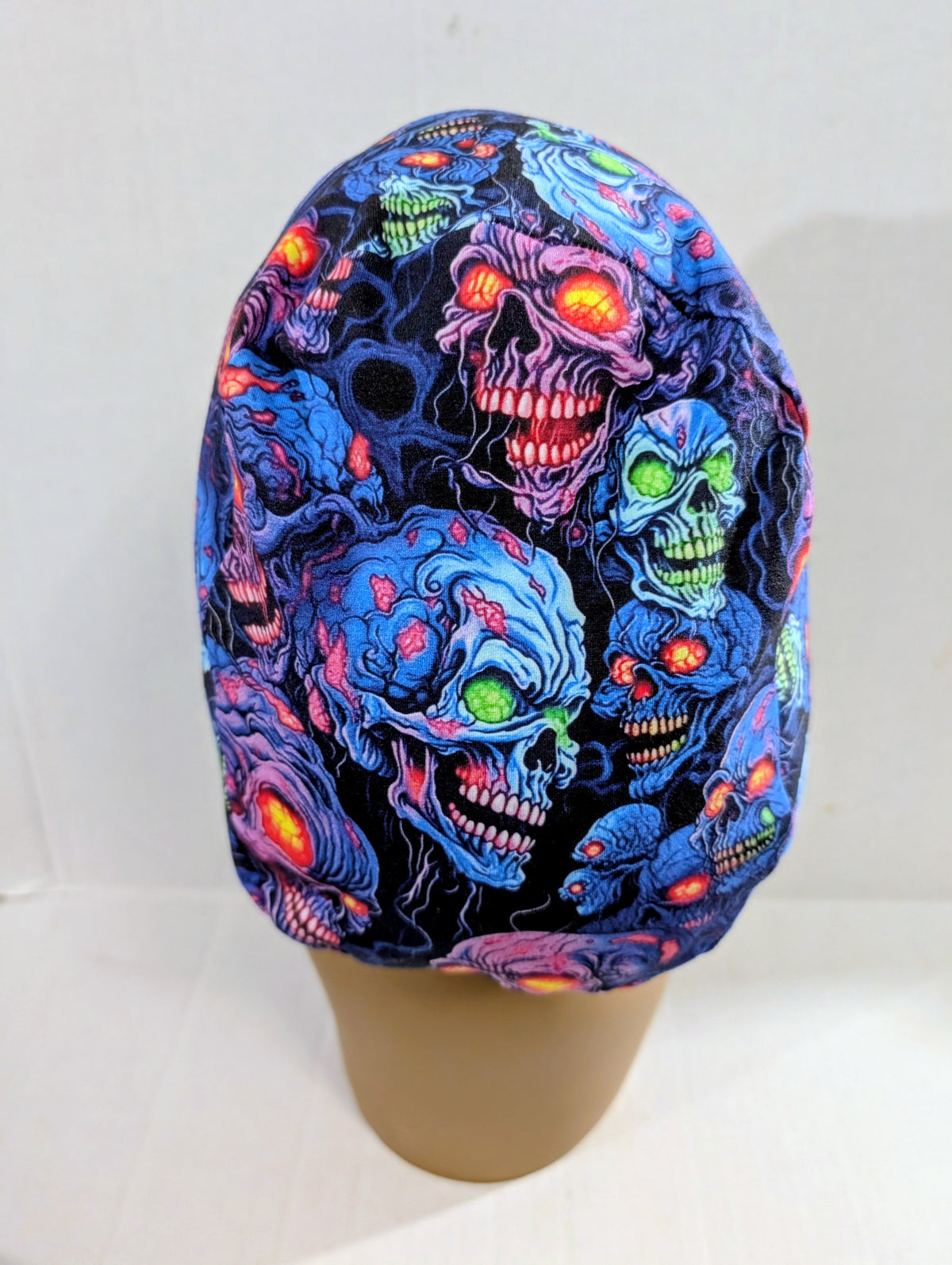 Scrub Cap, Surgical Hat, Euro Style Scrub Cap, Chemo Hat, Stretchy, Hat, Adjustable, Halloween, Skulls, Zombie