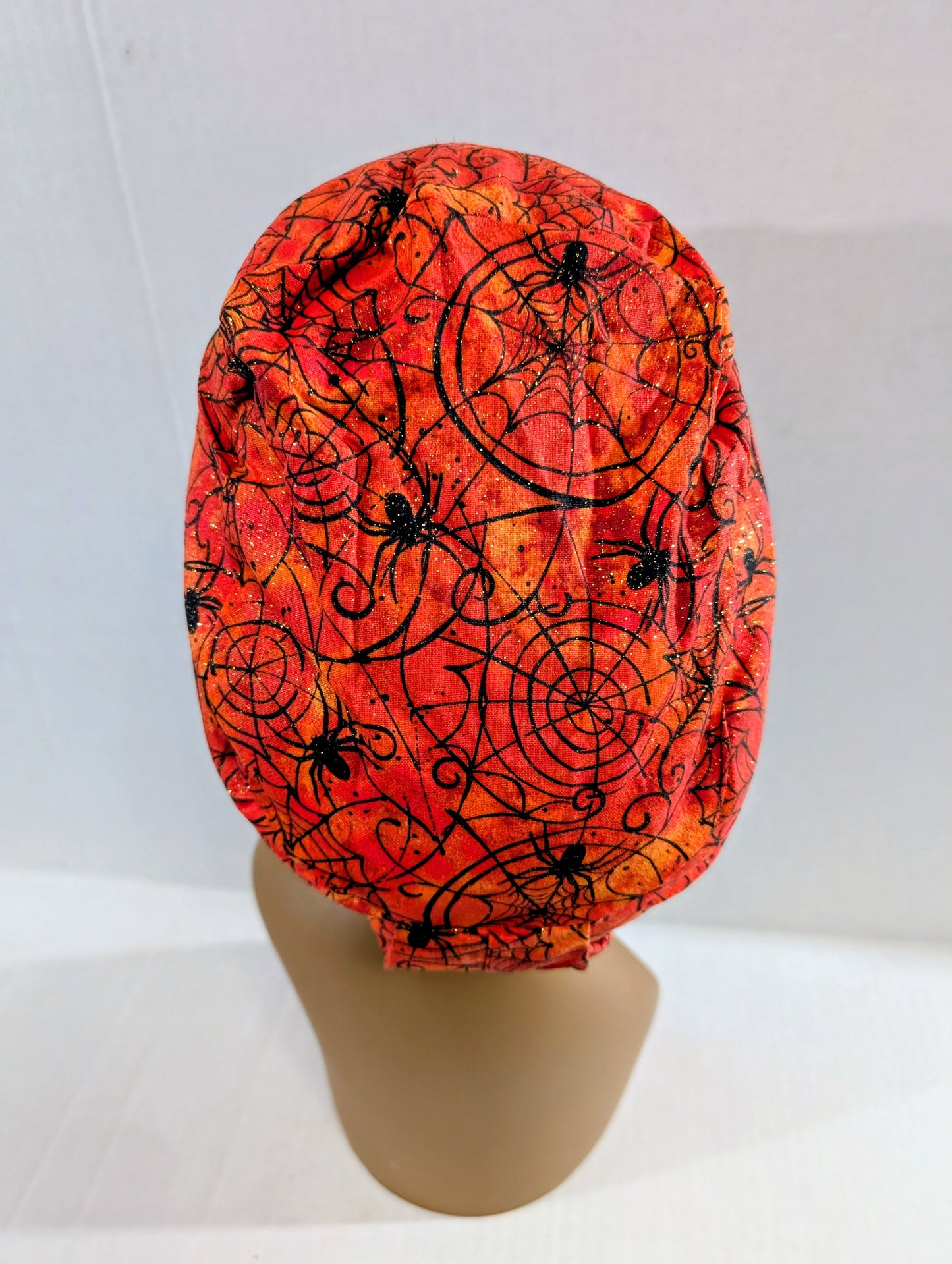 Scrub Cap, Surgical Hat, Euro Style Scrub Cap, Chemo Hat, Halloween, Spiderwebs