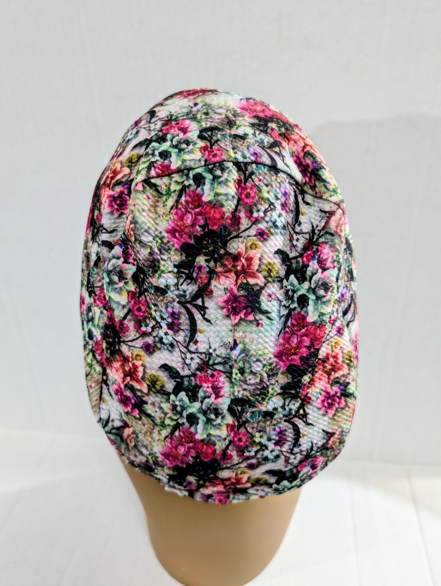 Scrub Cap, Surgical Hat, Euro Style Scrub Cap, Chemo Hat, Stretchy,Flowers