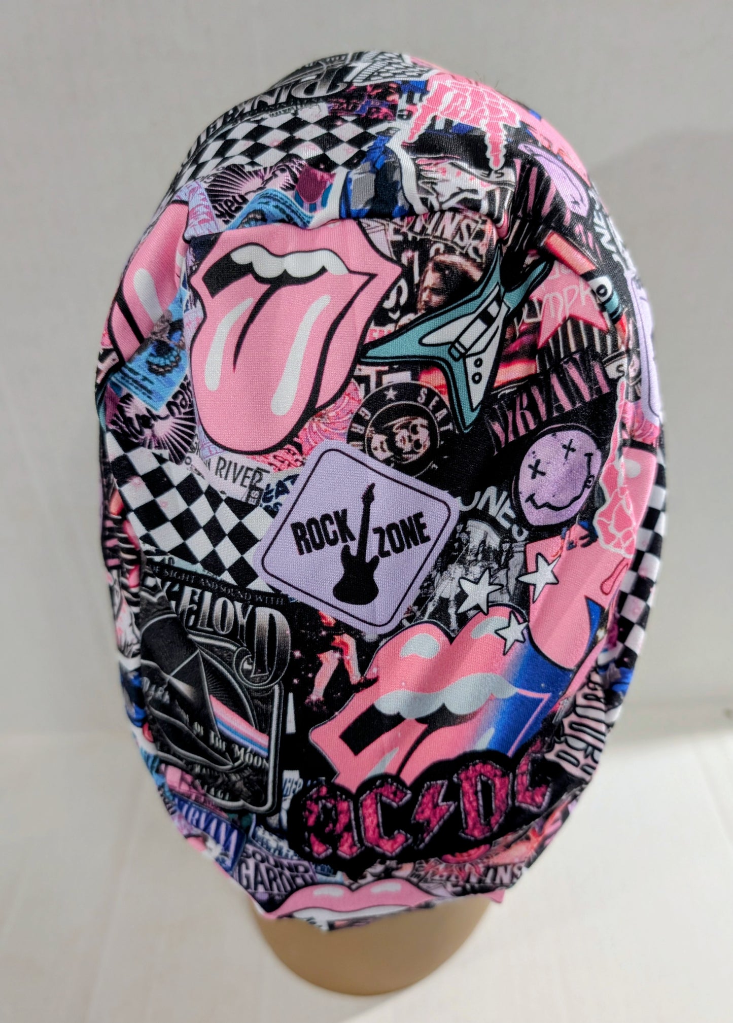 Scrub Cap, Surgical Hat, Euro Style Scrub Cap, Stretchy, Rock Bands