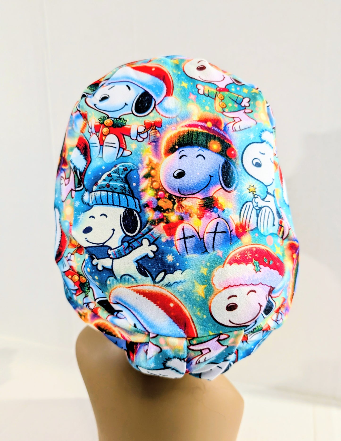 Scrub Cap, Surgical Hat, Euro Style Scrub Cap, Stretchy, Winter, Dog, Christmas