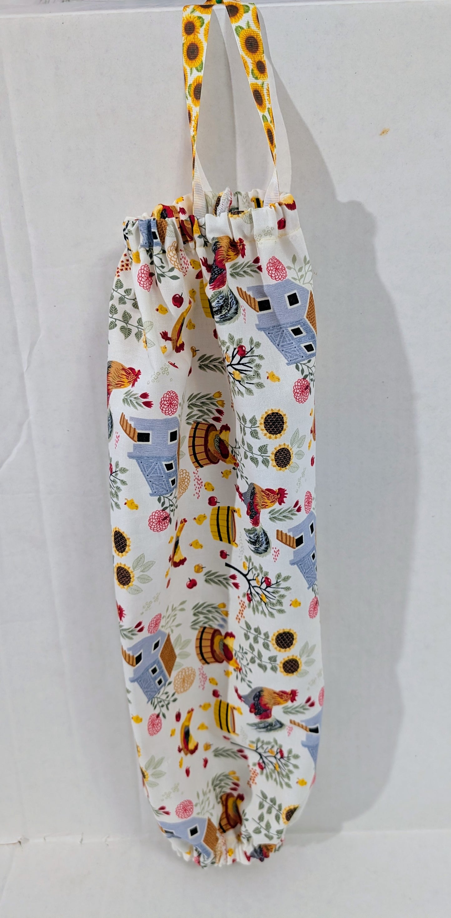 Plastic Bag Holder, Rag Organizer, Scrub Cap Holder, Chickens, Sunflower