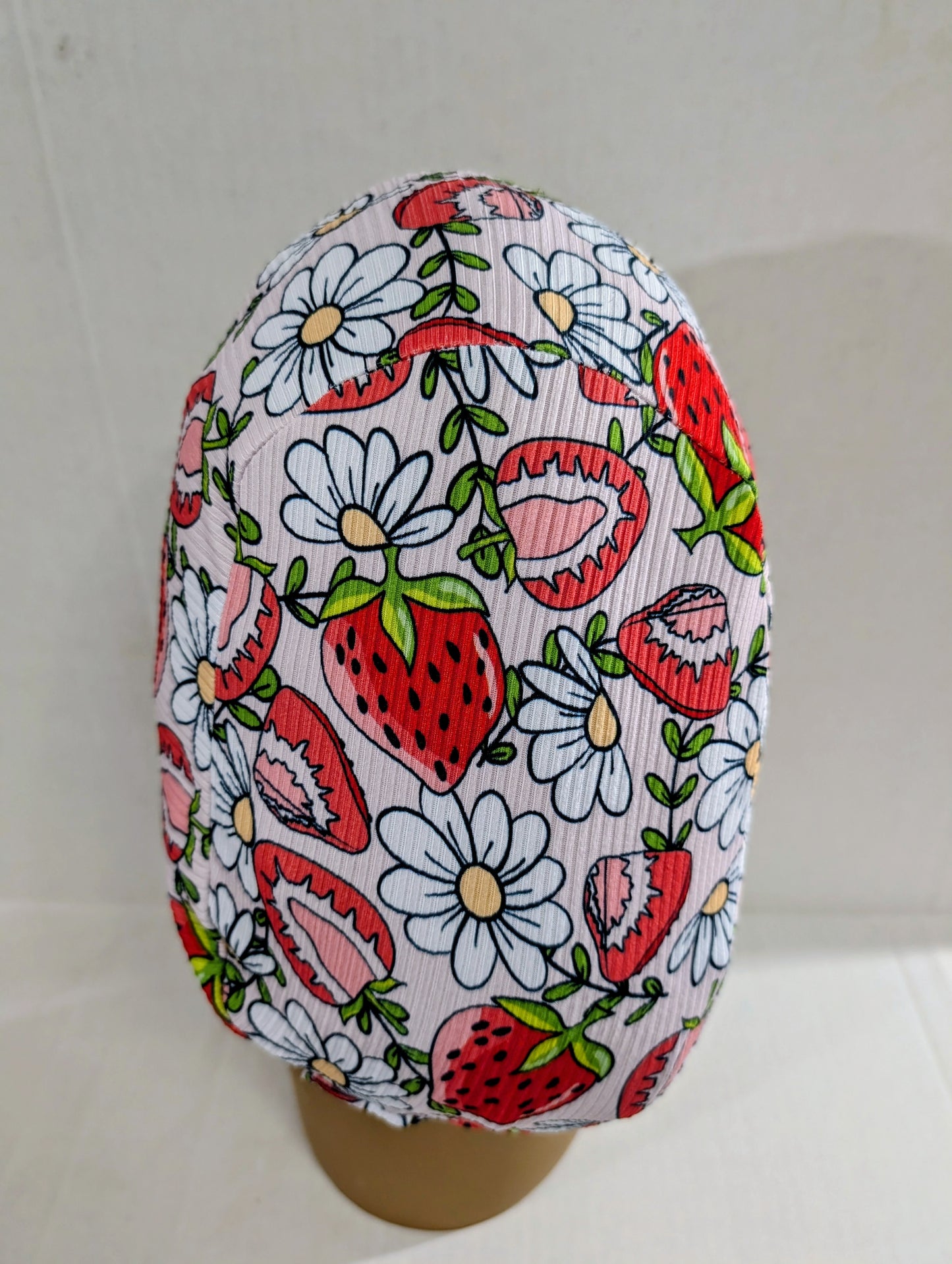 Scrub Cap, Surgical Hat, Euro Style Scrub Cap, Chemo Hat, Stretchy, Strawberry, Strawberries