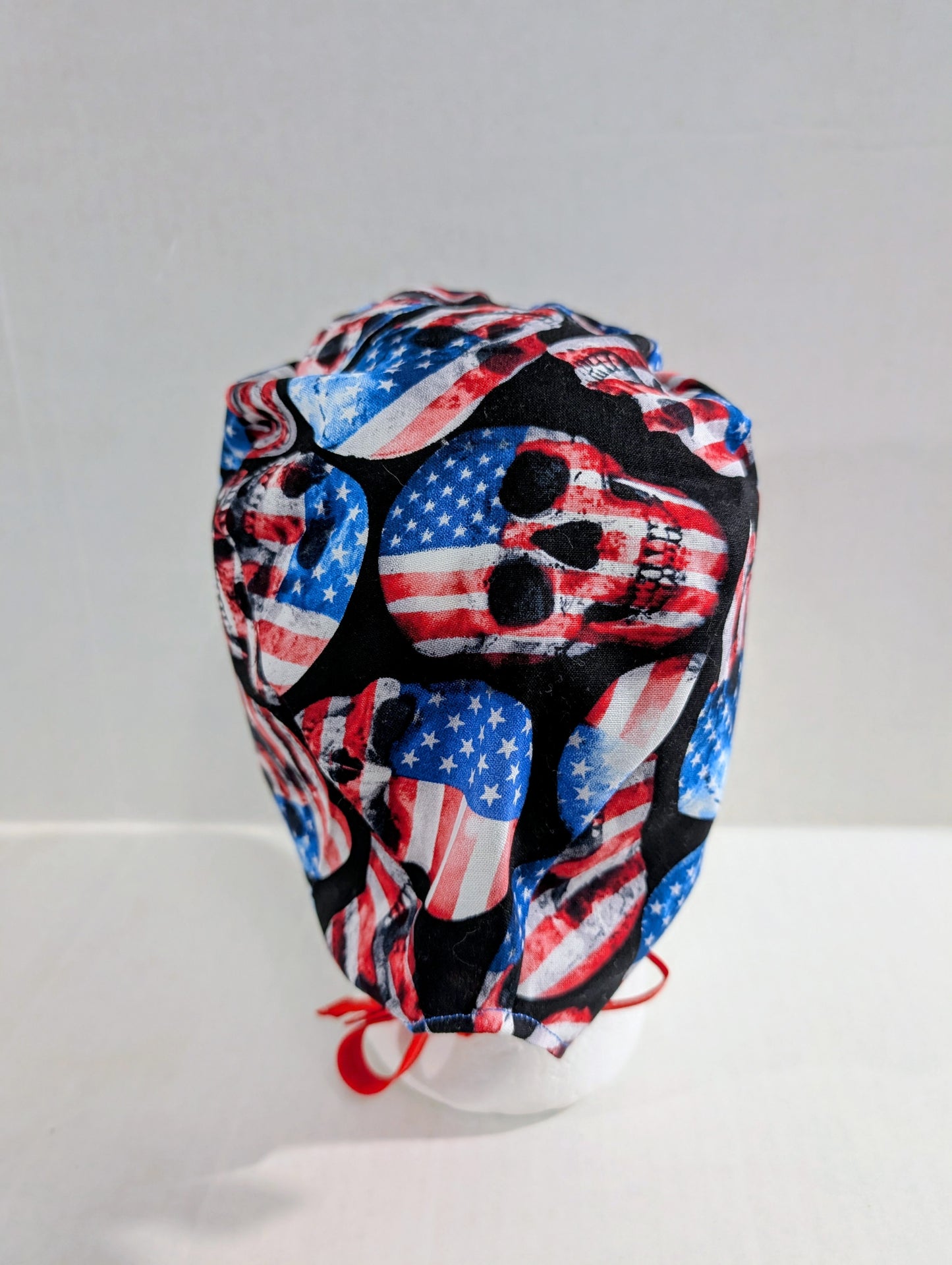 USA, Skulls, 4th of July, Memorial Day, Patriotic, Skull cap, Doo Rag, Scrub Cap, Surgical Hat, Chemo Hat
