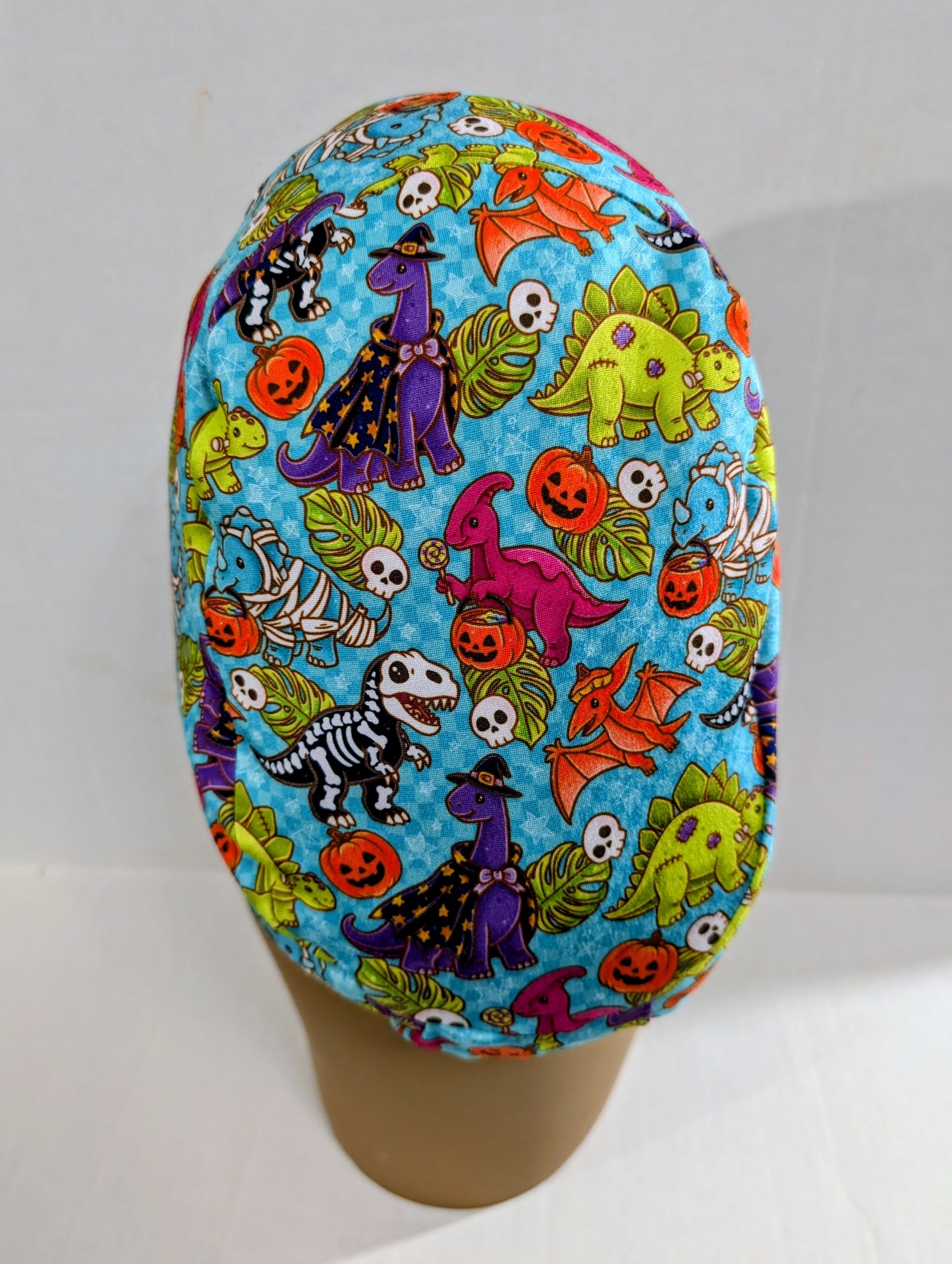 Scrub Cap, Surgical Hat, Euro Style Scrub Cap, Chemo Hat, Stretchy, Hat, Adjustable, Halloween, Dinosaur's, Skeleton