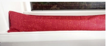 Door Draft Stopper, Cedar Filled,  Window Draft Stopper, Denim, Red