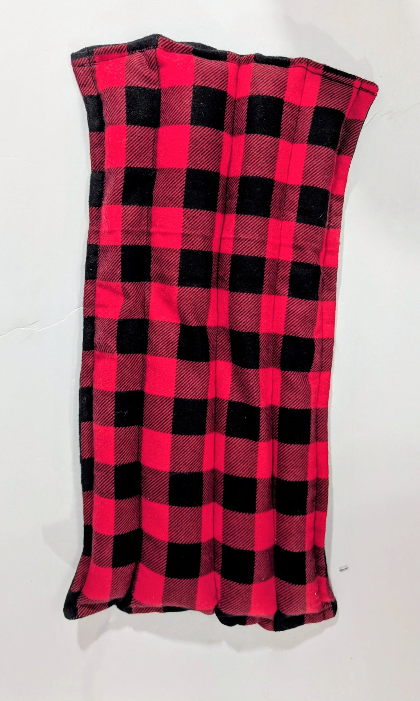 Rice flax seed therapeutic  heating/cooling neck wrap, rice bag, Black and Red, Plaid