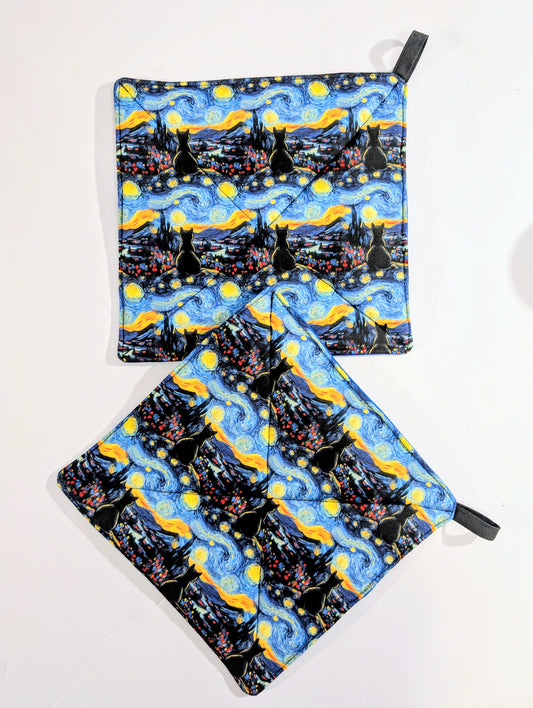 Cats, Starry Night, PotHolder, Oven Mitt