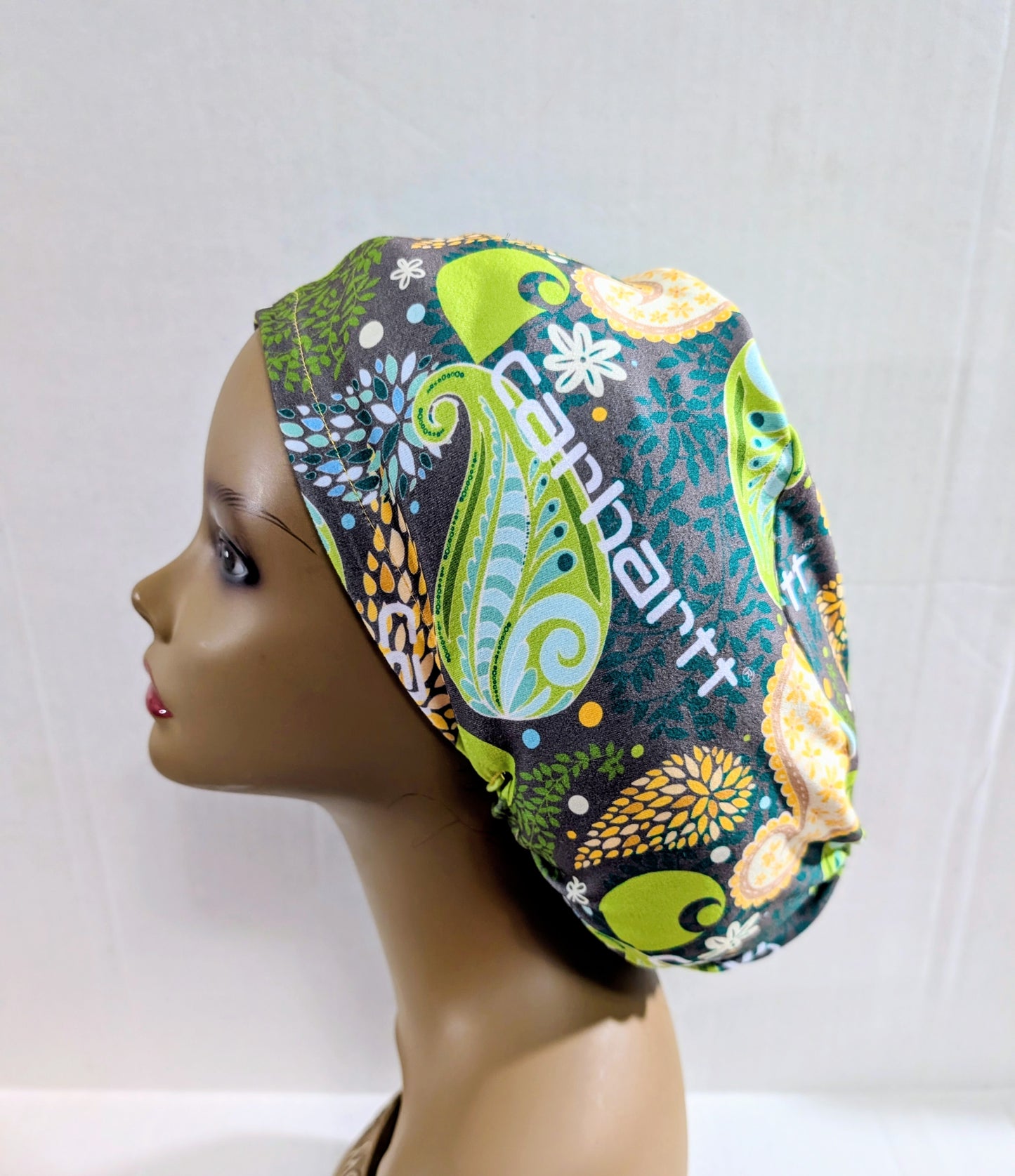 Scrub Cap, Surgical Hat, Euro Style Scrub Cap, Chemo Hat, Stretchy,Flowers, Paisley