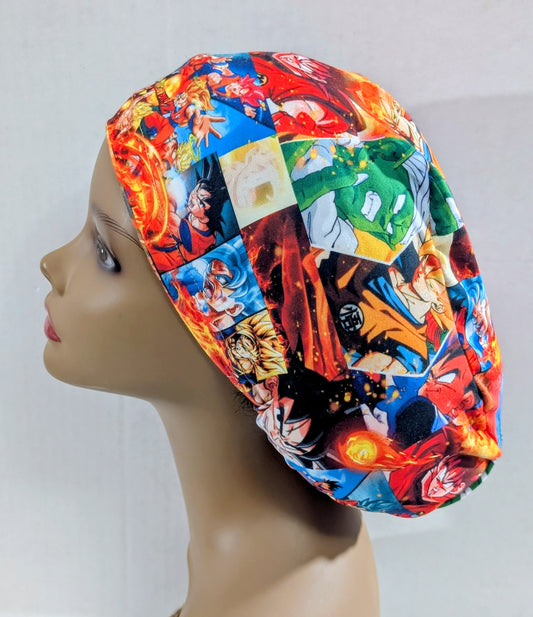 Scrub Cap, Surgical Hat, Euro Style Scrub Cap, Chemo Hat, Stretchy, Anime , Dragon