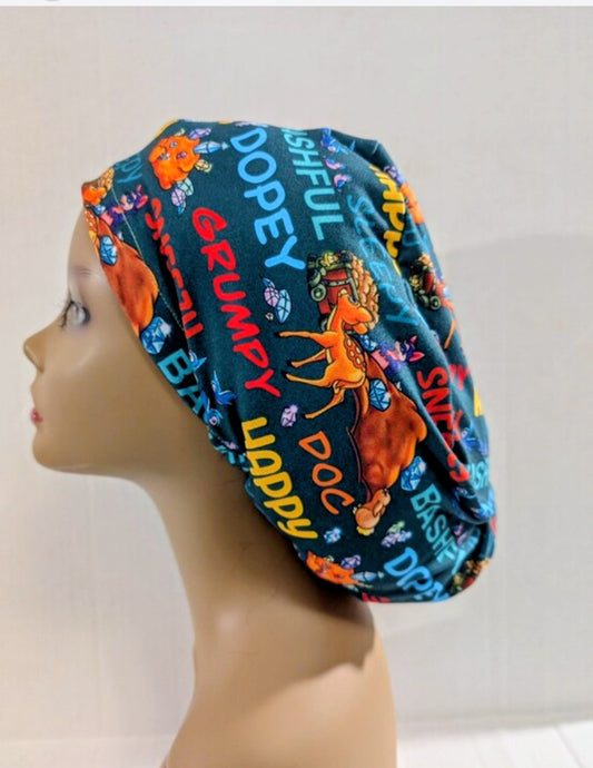 Snow, European Style Scrub Cap, Scrub Cap, Chemo Hat, Stretchy