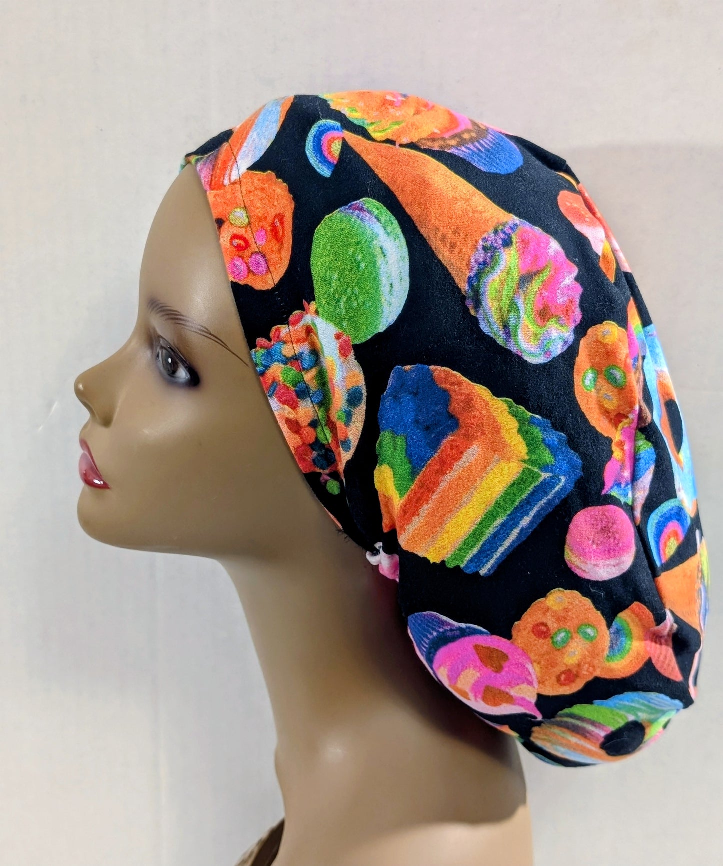 Scrub Cap, Surgical Hat, Euro Style Scrub Cap, Chemo Hat, Stretchy, Dessert, Sweets