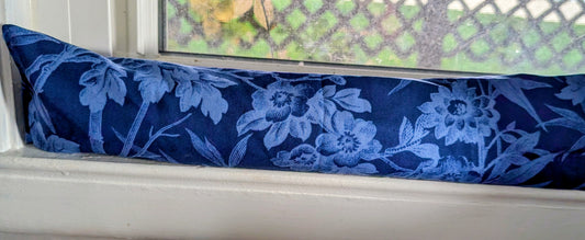 Door Draft Stopper, Cedar Filled, Draft Stopper, Window Draft Stopper, Blue, Flowers