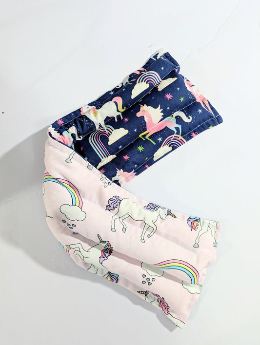 Rice flax seed therapeutic  heating/cooling neck wrap, rice bag, Unicorns