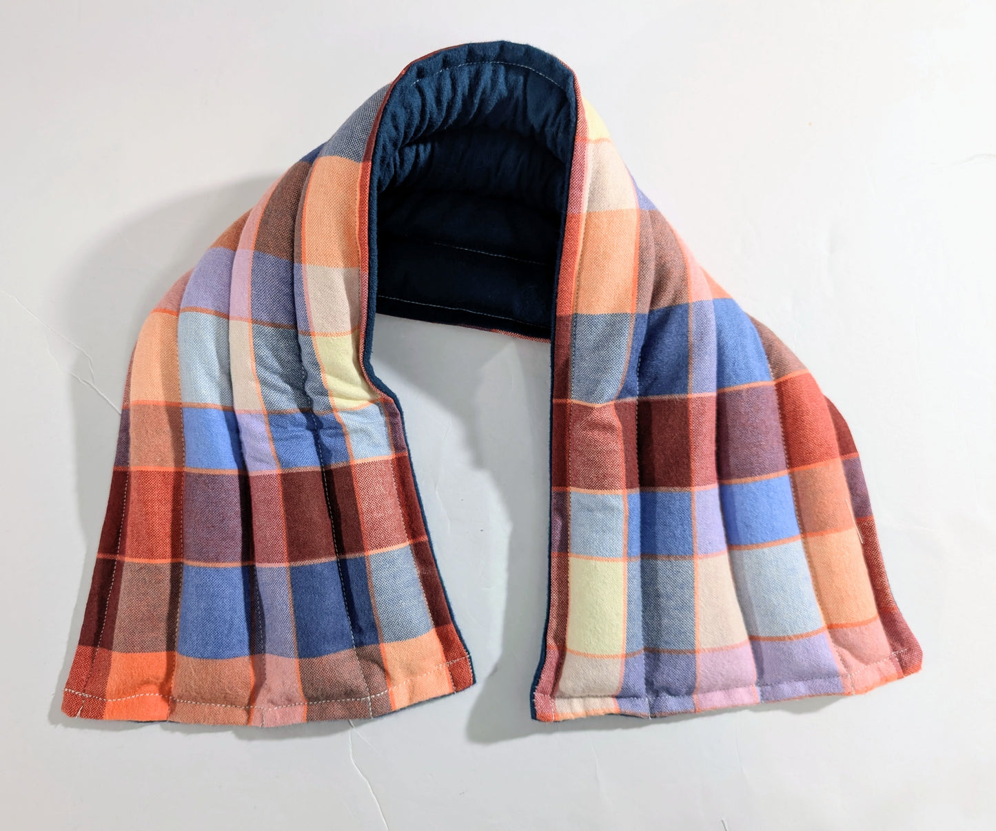 Rice flax seed therapeutic  heating/cooling neck wrap, rice bag, Orange, Plaid