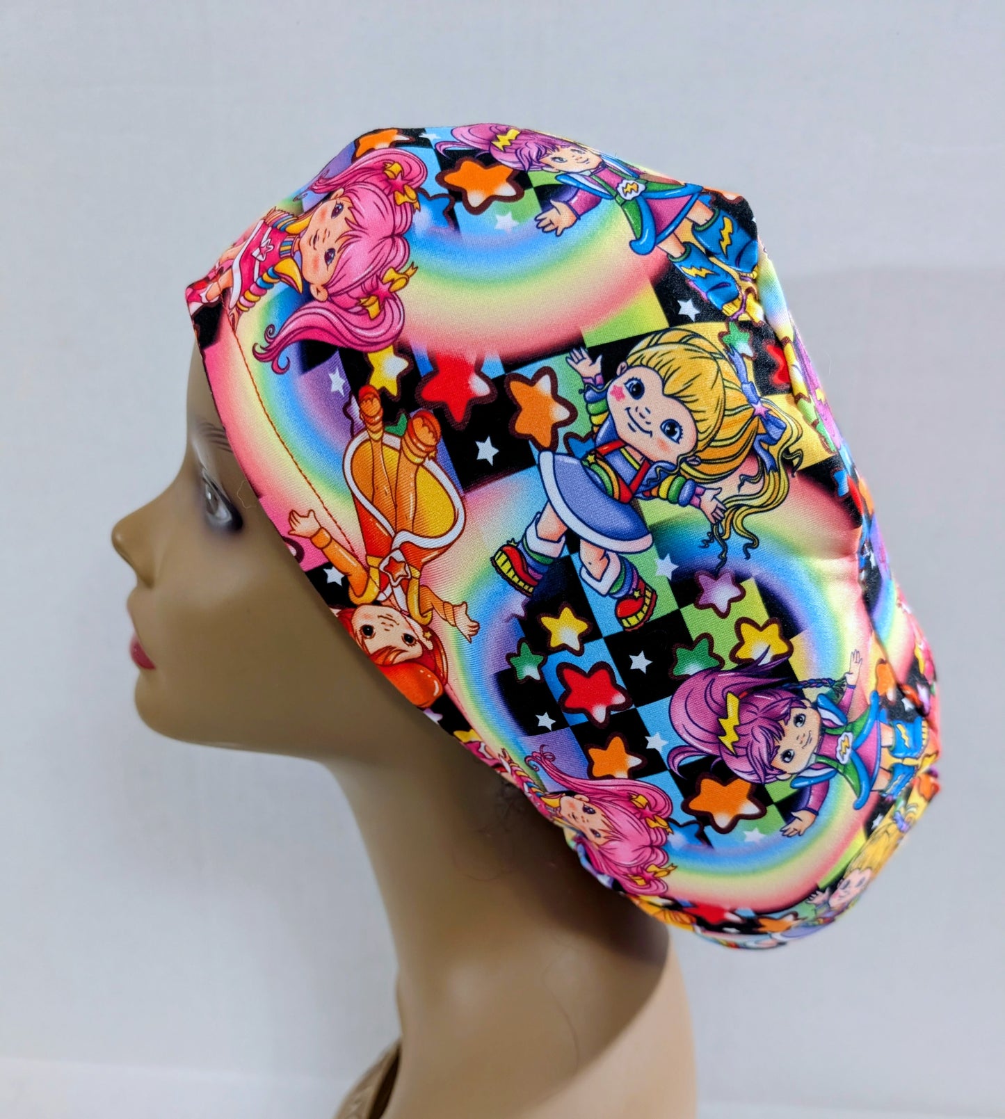 Scrub Cap, Surgical Hat, Euro Style Scrub Cap, Chemo Hat, Stretchy, Hat, Adjustable, Rainbow