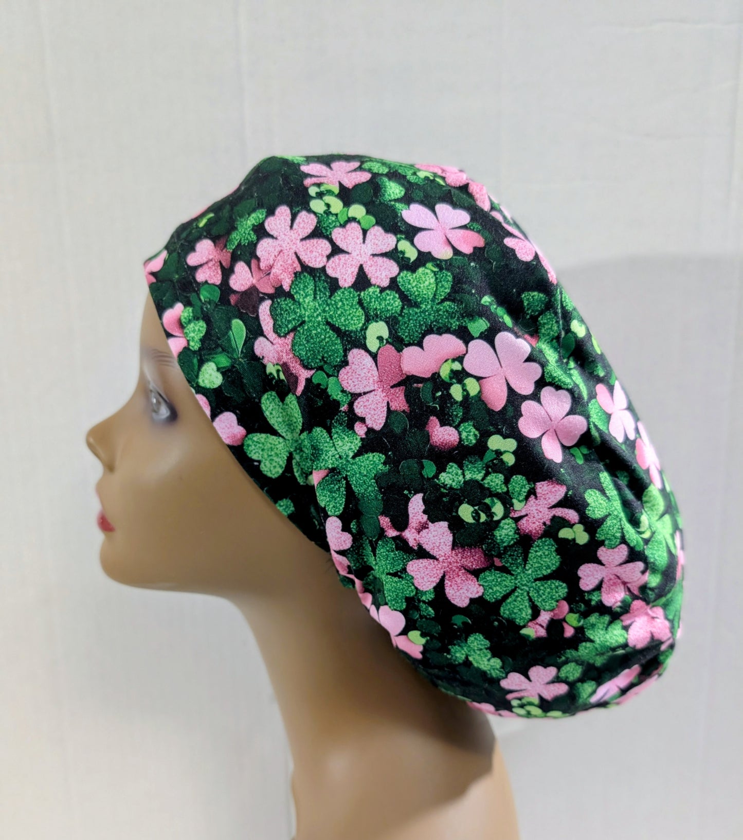 Scrub Cap, Surgical Hat, Euro Scrub Cap, Stretchy, Shamrocks, St. Patricks