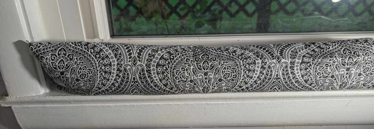 Door Draft Stopper, Cedar Filled, Draft Stopper, Window Draft Stopper, Black, Gray and White