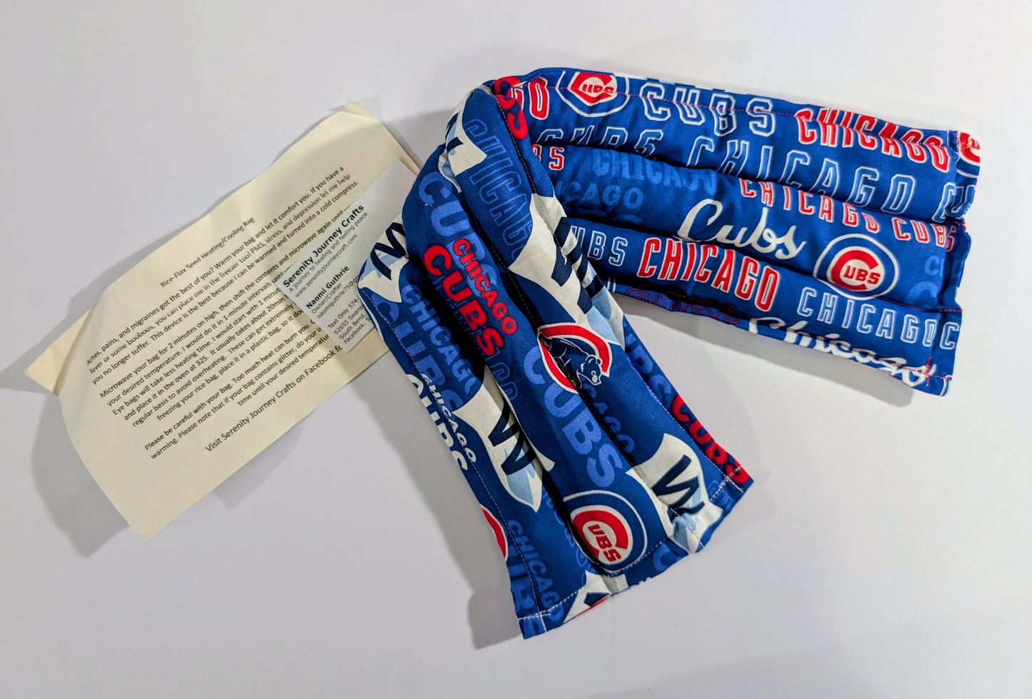 Rice flax seed therapeutic  heating/cooling neck wrap, rice bag, Baseball, Cubs