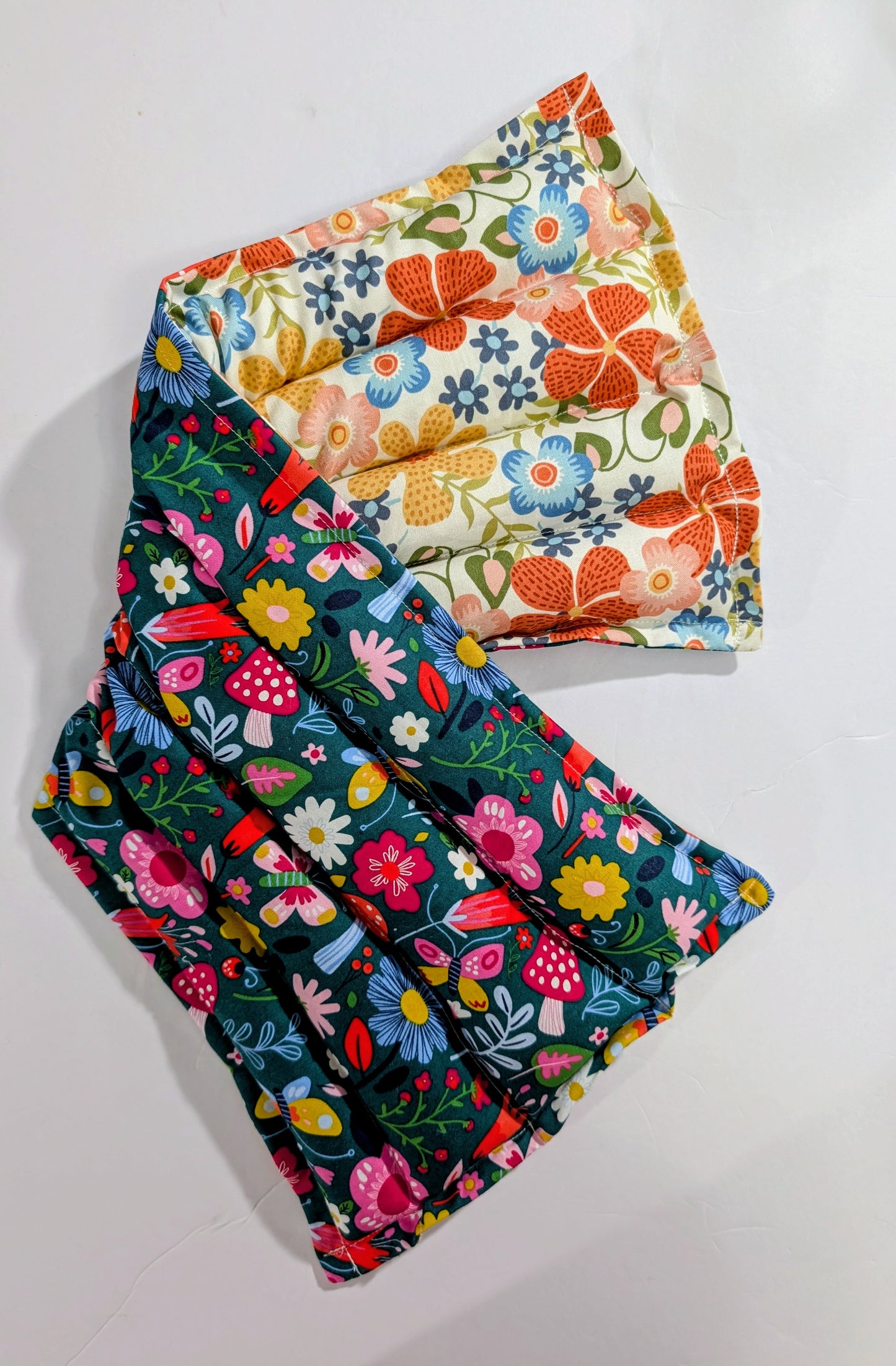 Rice flax seed therapeutic  heating/cooling neck wrap, rice bag, Flowers, Mushrooms