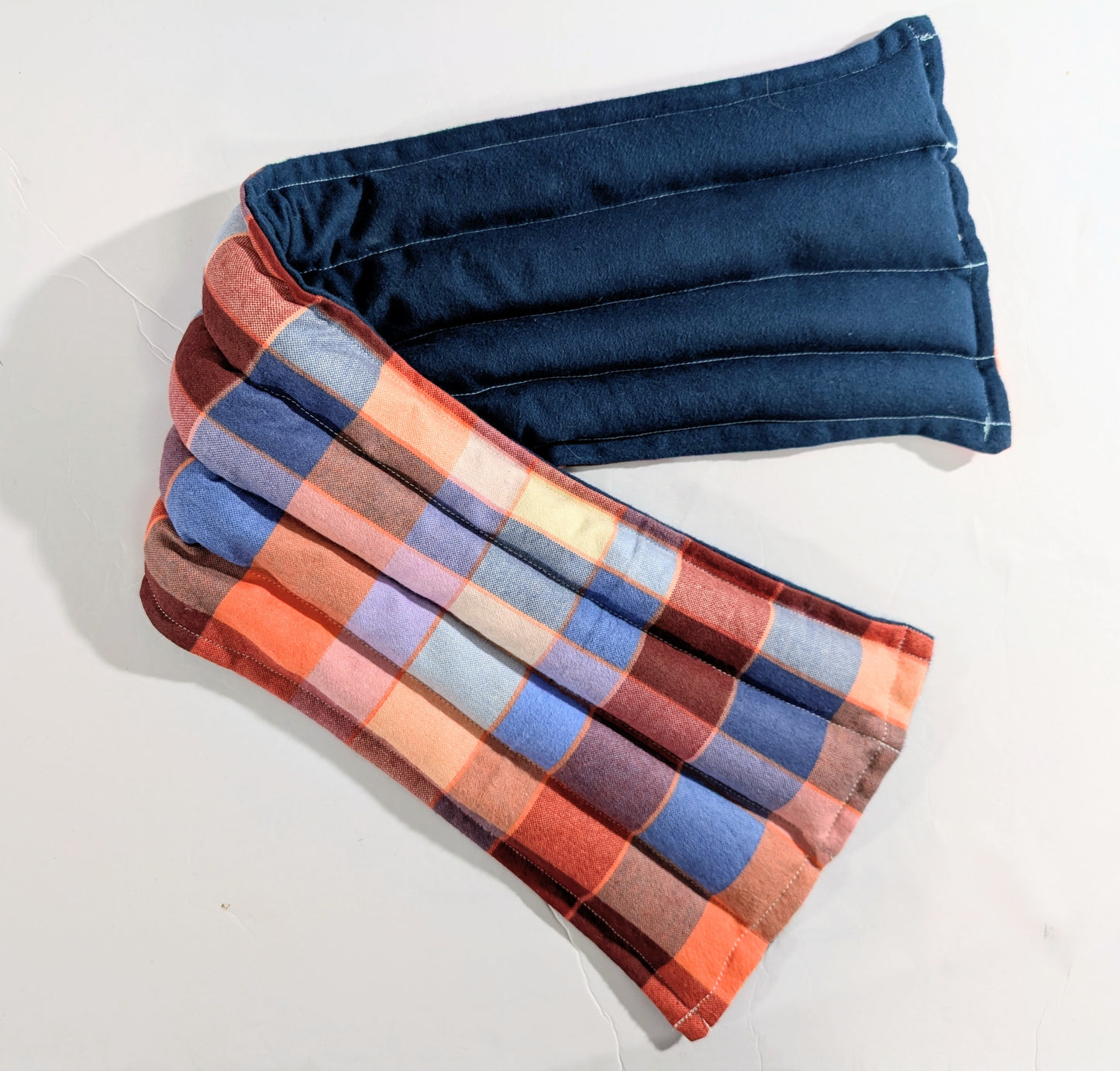 Rice flax seed therapeutic  heating/cooling neck wrap, rice bag, Orange, Plaid