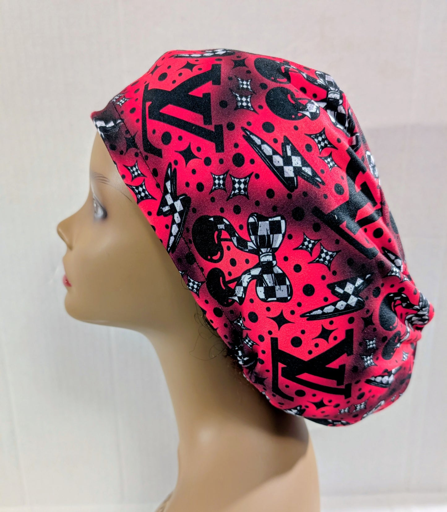 Scrub Cap, Surgical Hat, Euro Style Scrub Cap, Checkers, Boujee