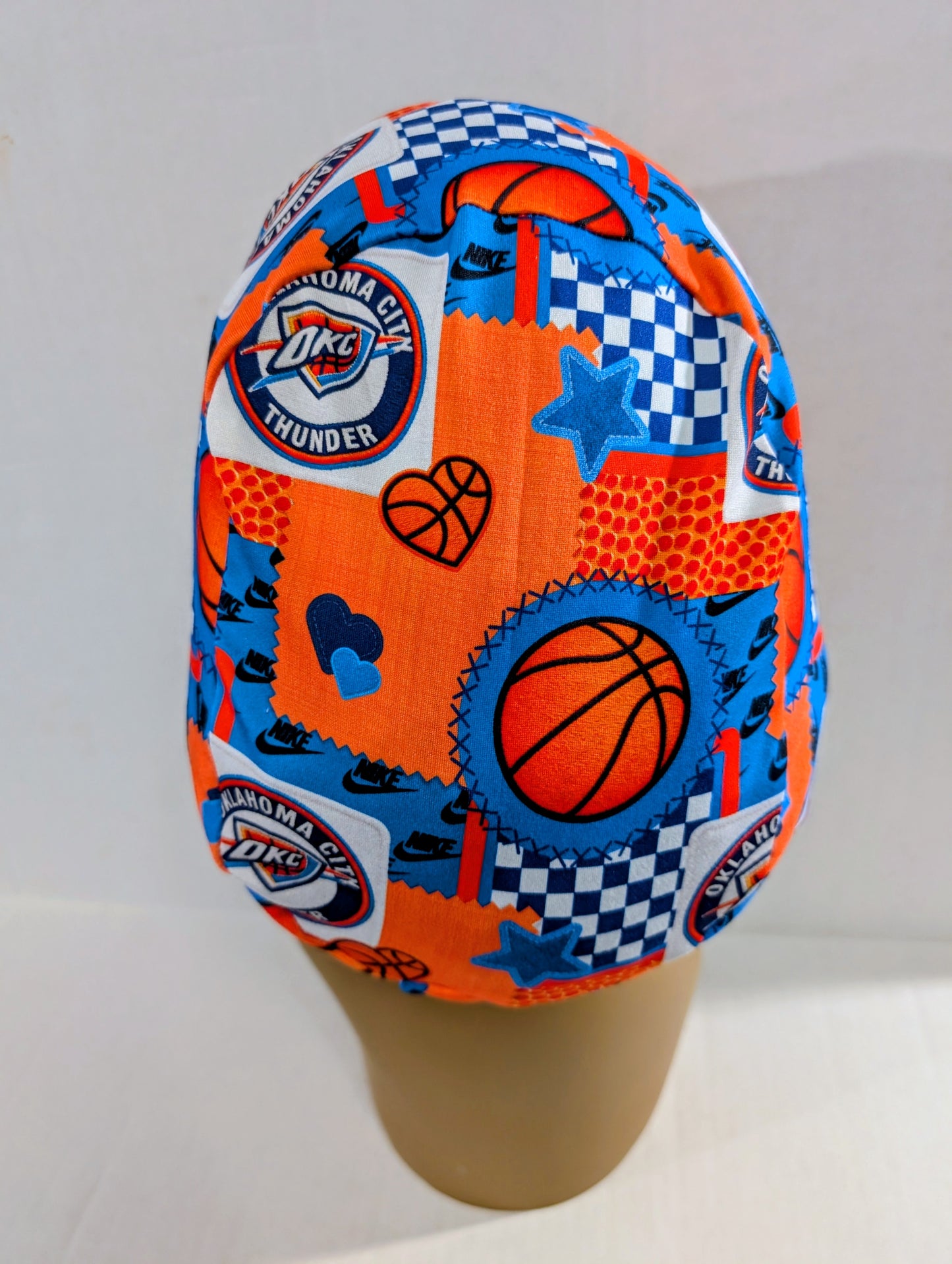 Basketball, Thunder, Scrub Cap, Surgical Hat, Euro Scrub Cap, European, Chemo Hat