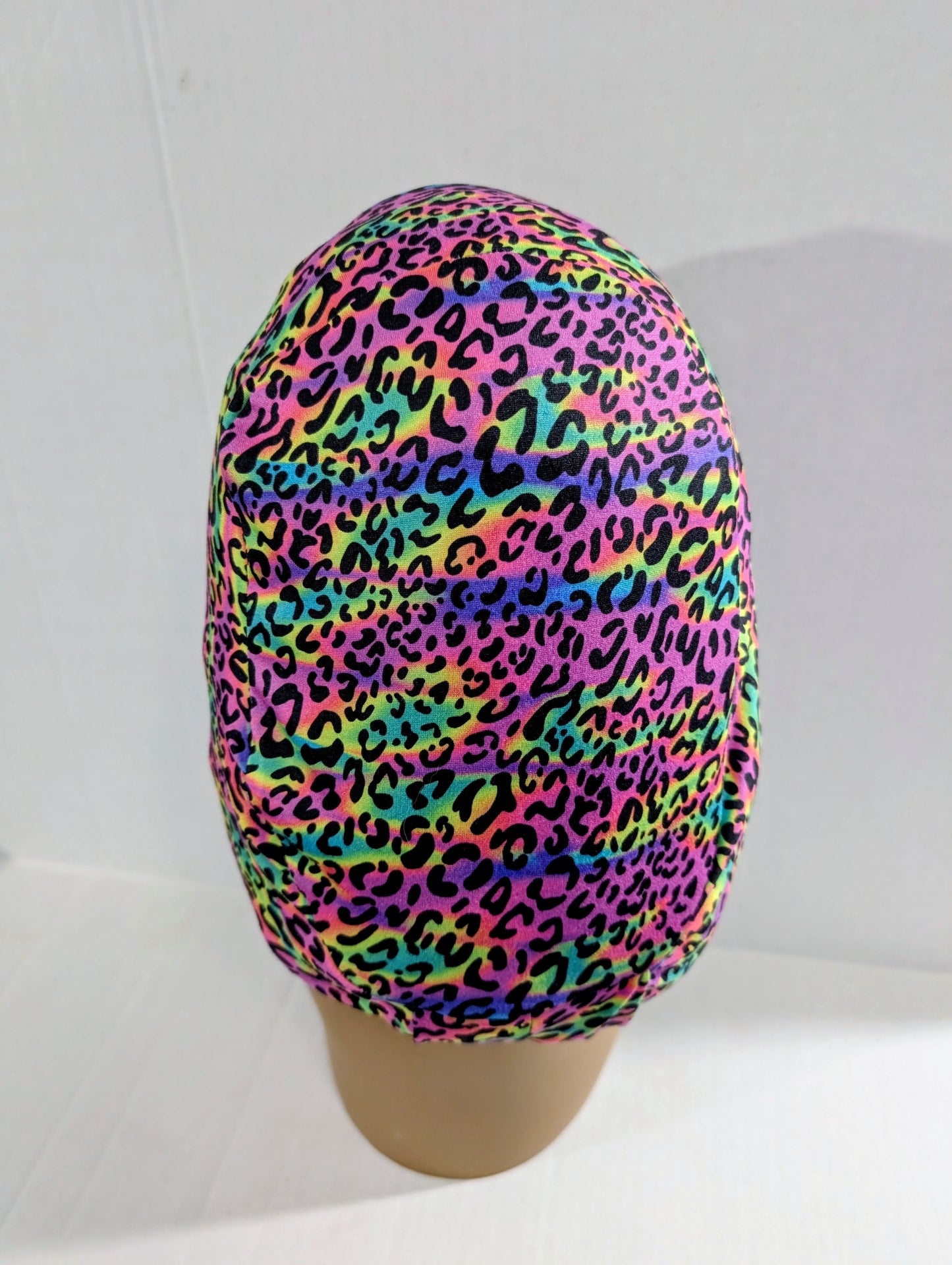 Scrub Cap, Surgical Hat, Euro Style Scrub Cap, Stretchy, Leopard Print