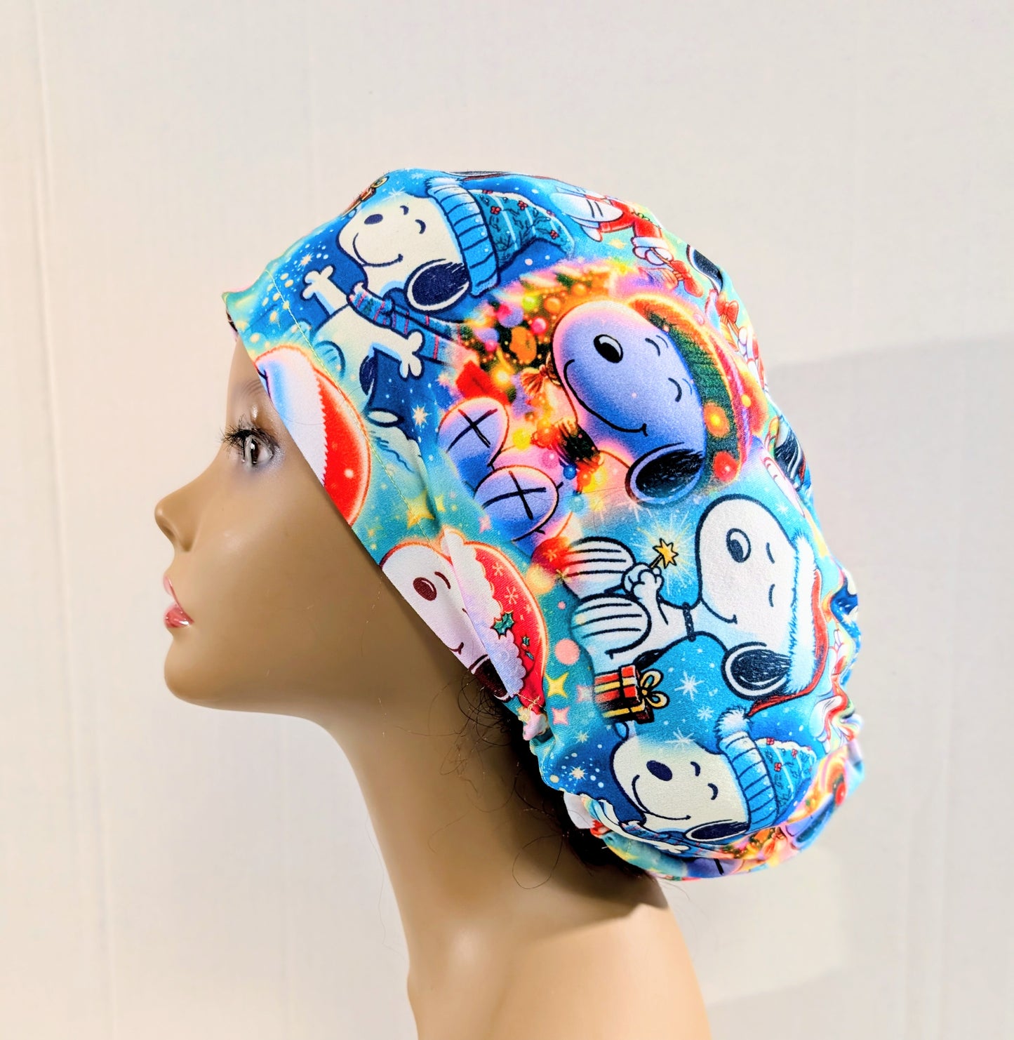 Scrub Cap, Surgical Hat, Euro Style Scrub Cap, Stretchy, Winter, Dog, Christmas