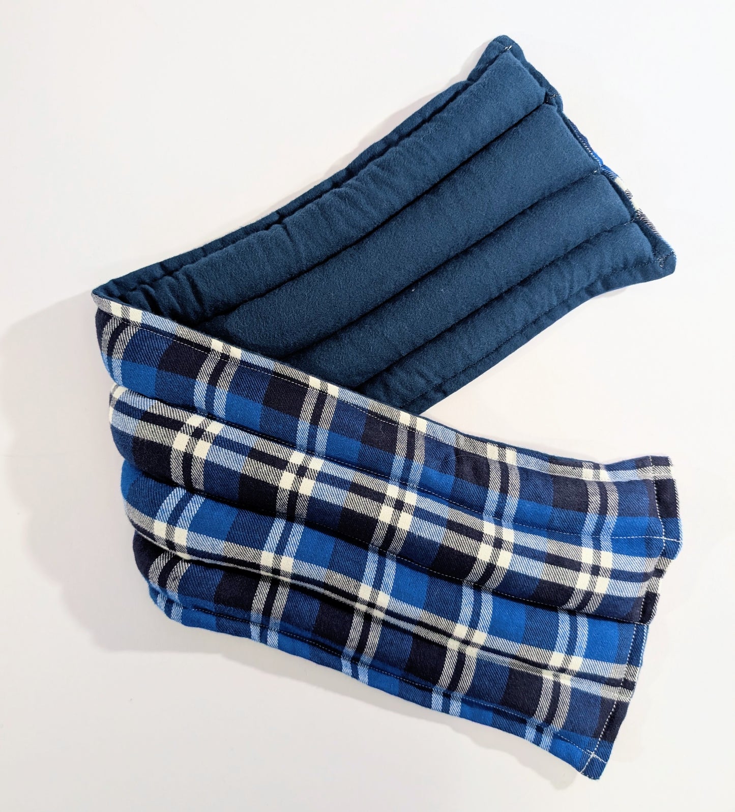 Rice flax seed therapeutic  heating/cooling neck wrap, rice bag, blue, Plaid