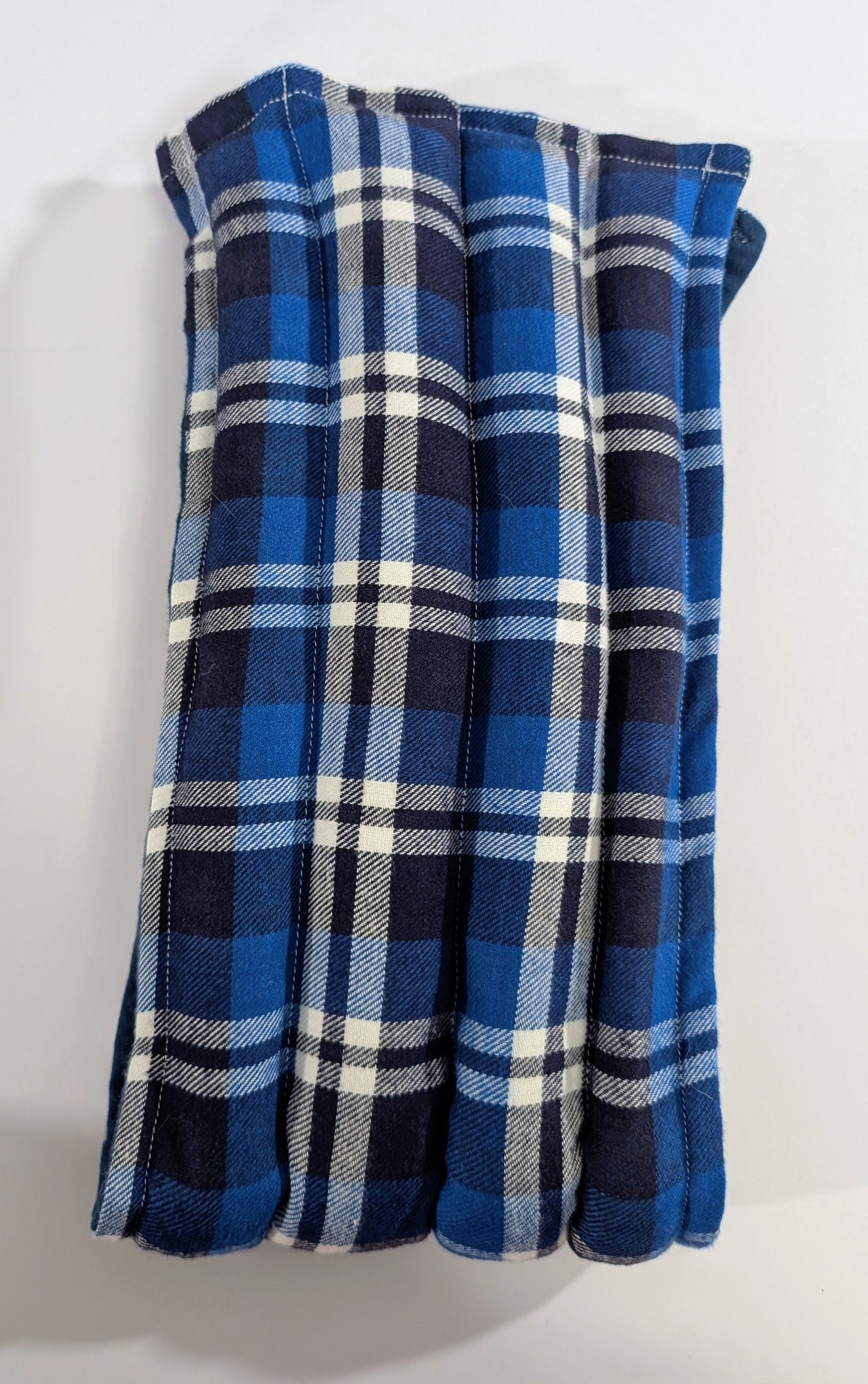Rice flax seed therapeutic  heating/cooling neck wrap, rice bag, blue, Plaid