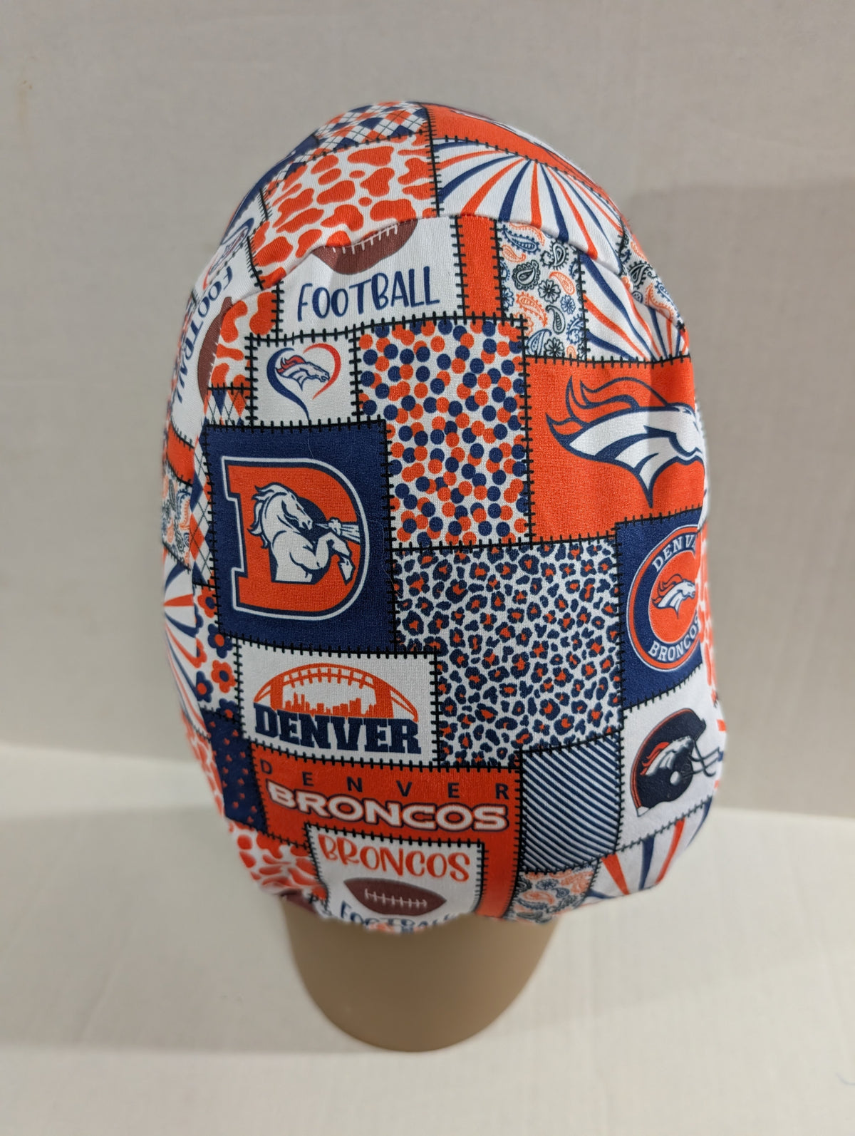 Scrub Cap, Surgical Hat, Euro Style Scrub Cap, Chemo Hat, Stretchy, Hat, Adjustable, Denver Broncos