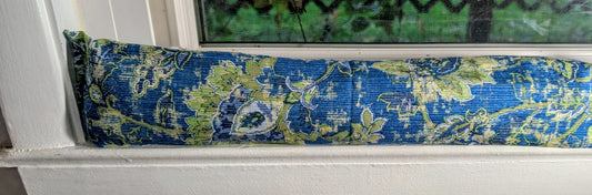 Door Draft Stopper, Cedar Filled, Draft Stopper, Window Draft Stopper, Blue, Flowers