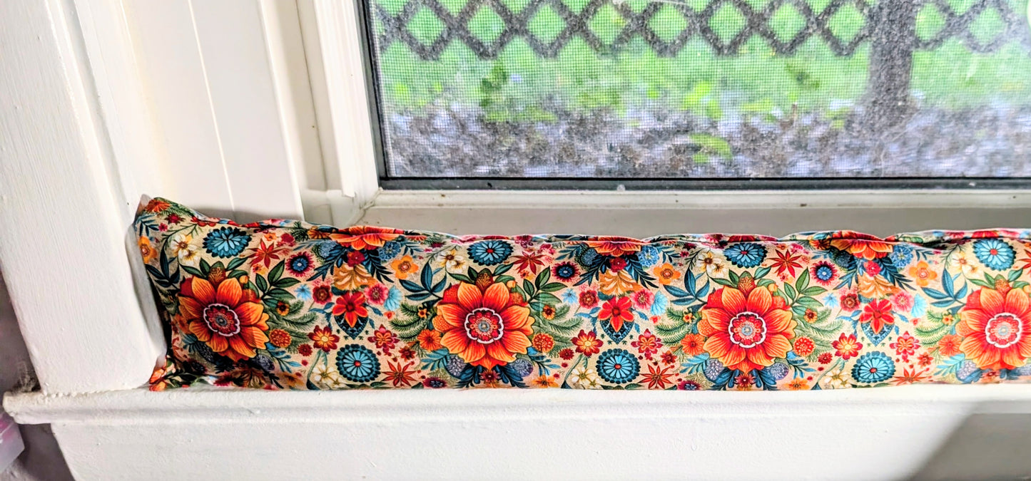 Door Draft Stopper, Cedar Filled, Draft Stopper, Window Draft Stopper, Flowers