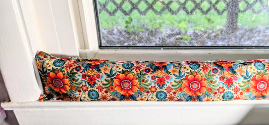 Door Draft Stopper, Cedar Filled, Draft Stopper, Window Draft Stopper, Flowers