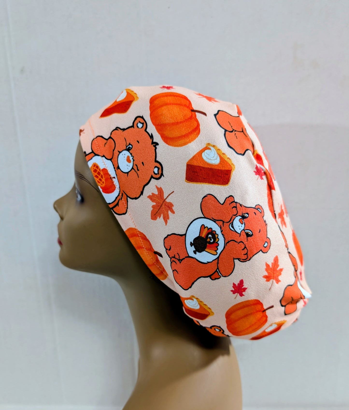 Scrub Cap, Surgical Hat, Euro Style Scrub Cap, Chemo Hat, Stretchy, Hat, Adjustable, Fall, Bears