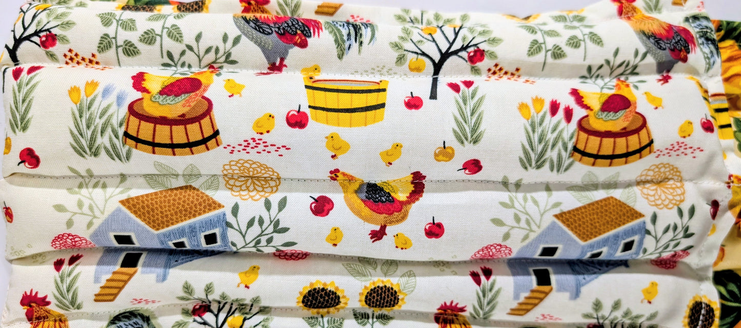 Rice therapeutic heating/cooling pad, rice bag, Heat/Cold Pack, Sunflowers, Chickens