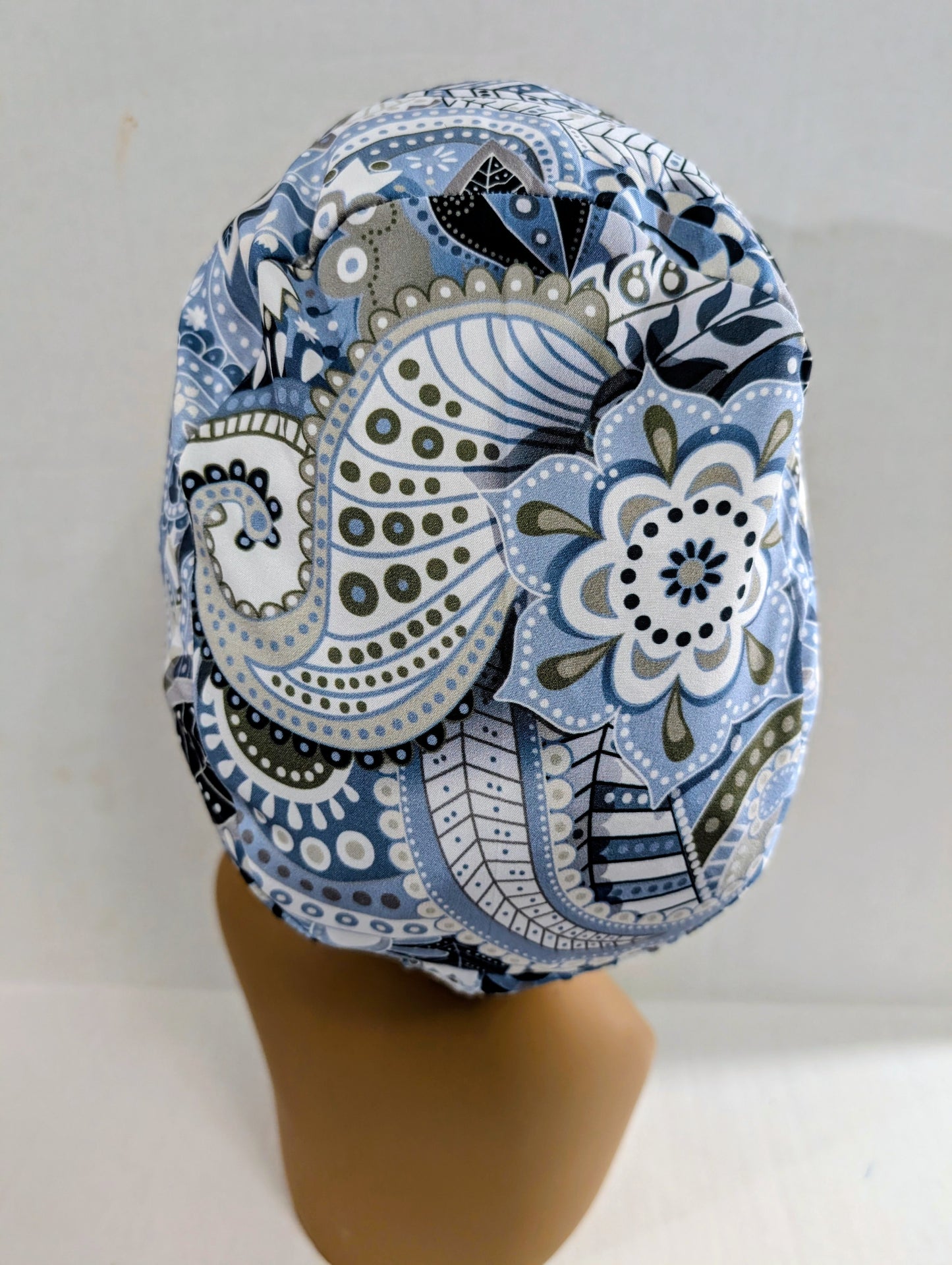 Scrub Cap, Surgical Hat, Euro Style Scrub Cap, Chemo Hat, Semi-Stretchy, Adjustable, Paisley