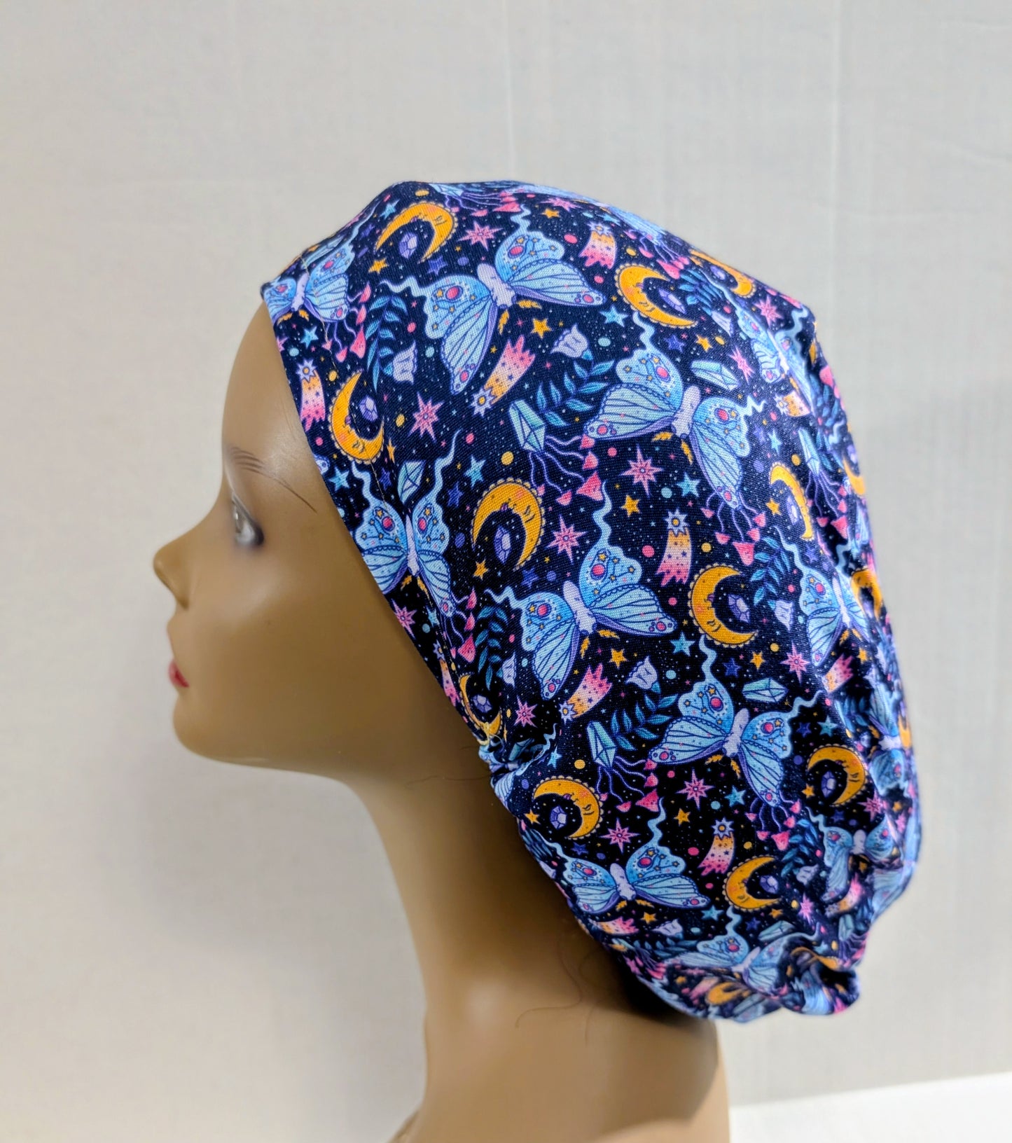 Scrub Cap, Surgical Hat, Euro Style Scrub Cap, Chemo Hat, Stretchy, Moons, Moth, Butterfly