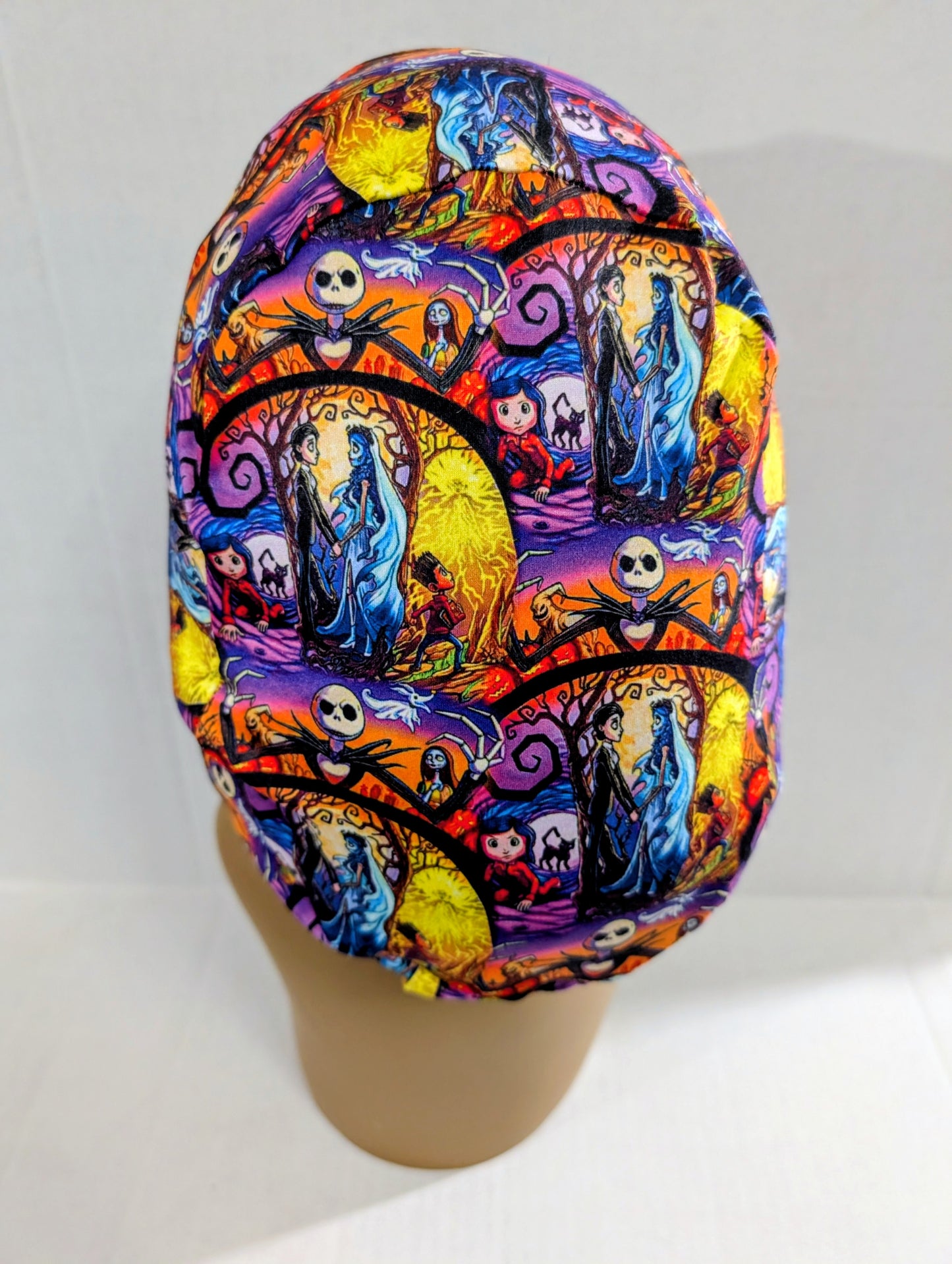 Scrub Cap, Surgical Hat, Euro Style Scrub Cap, Chemo Hat, Stretchy, Hat, Adjustable, Halloween Mashup