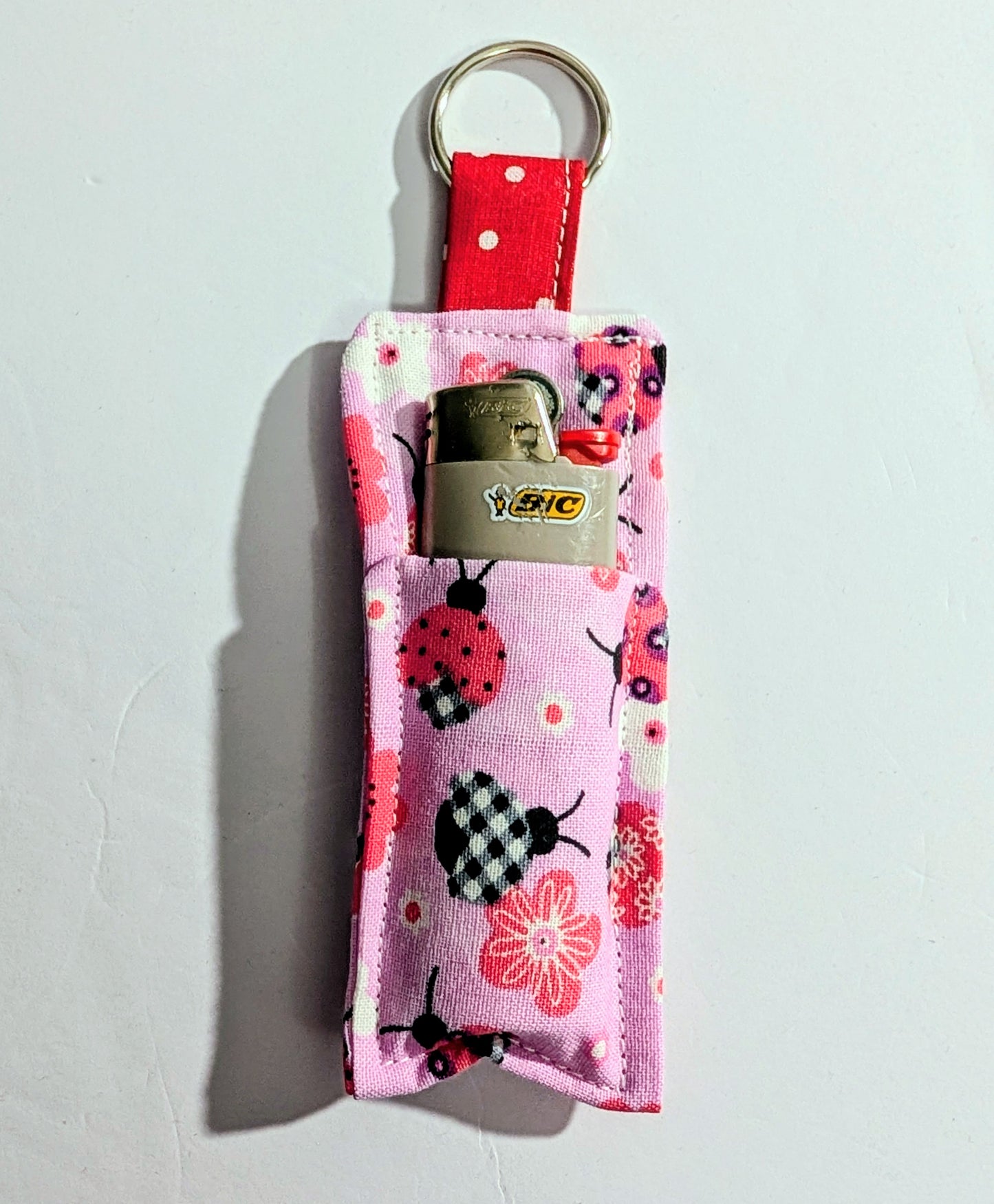 Chapstick Holder, Keychain Lipstick Holder, Lighter Holder, Keychain, Ladybug