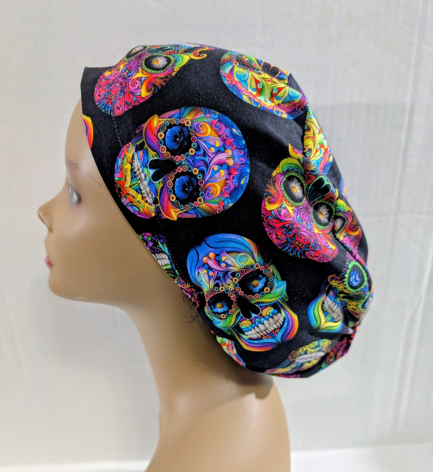 Scrub Cap, Surgical Hat, Euro Style Scrub Cap, Chemo Hat, Skulls, Sugar Skull