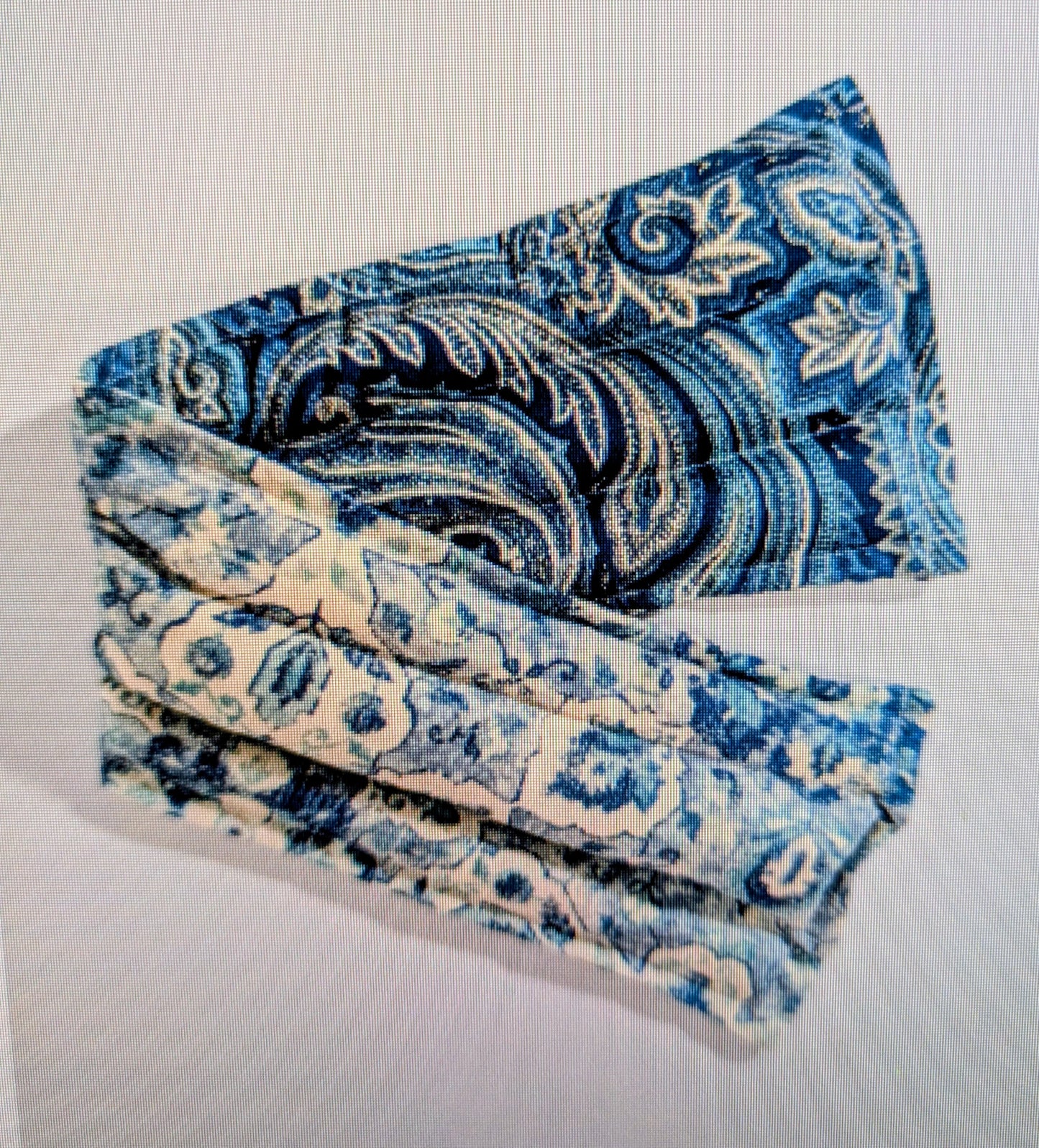 Rice flax seed therapeutic  heating/cooling neck wrap, rice bag, Paisley, blue and white
