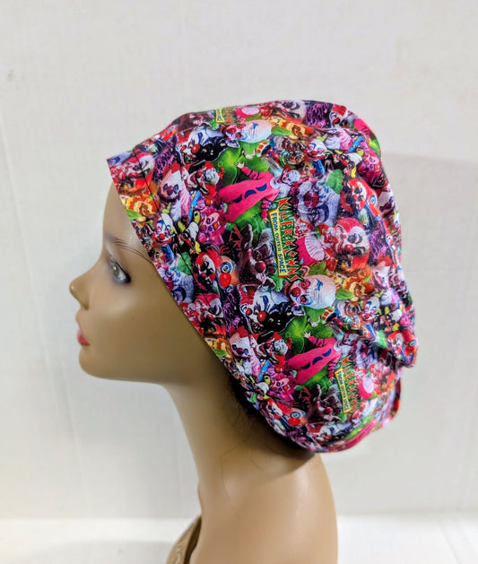Scrub Cap, Surgical Hat, Euro Style Scrub Cap, Chemo Hat, Horror, Killer Klowns