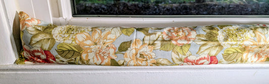 Door Draft Stopper, Cedar Filled, Draft Stopper, Window Draft Stopper, Blue, Flowers