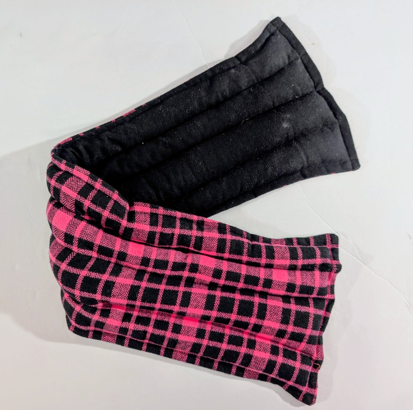 Rice flax seed therapeutic  heating/cooling neck wrap, rice bag, Pink, Plaid
