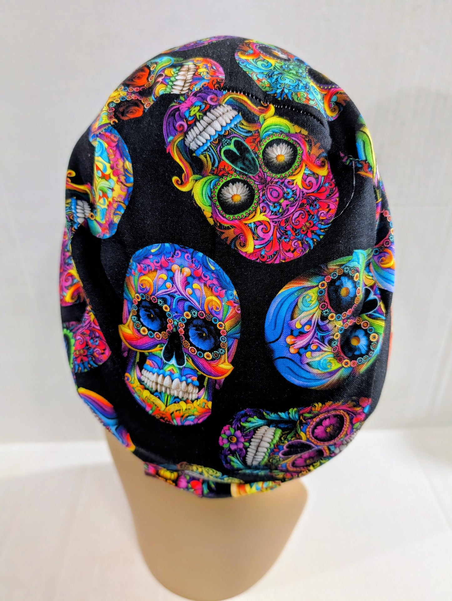 Scrub Cap, Surgical Hat, Euro Style Scrub Cap, Chemo Hat, Skulls, Sugar Skull