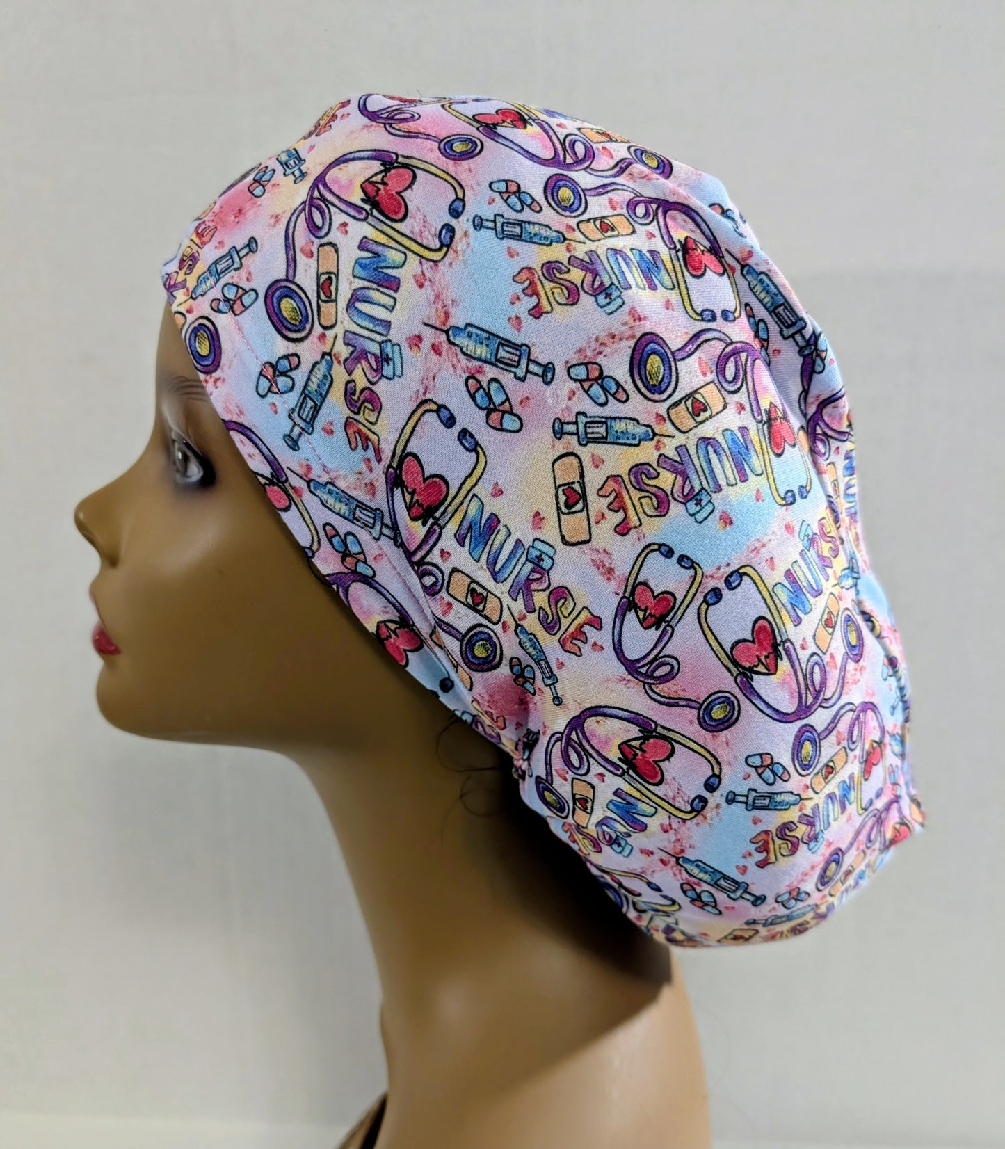 Scrub Cap, Surgical Hat, Euro Style Scrub Cap, Chemo Hat, Stretchy, Hat, Nurse