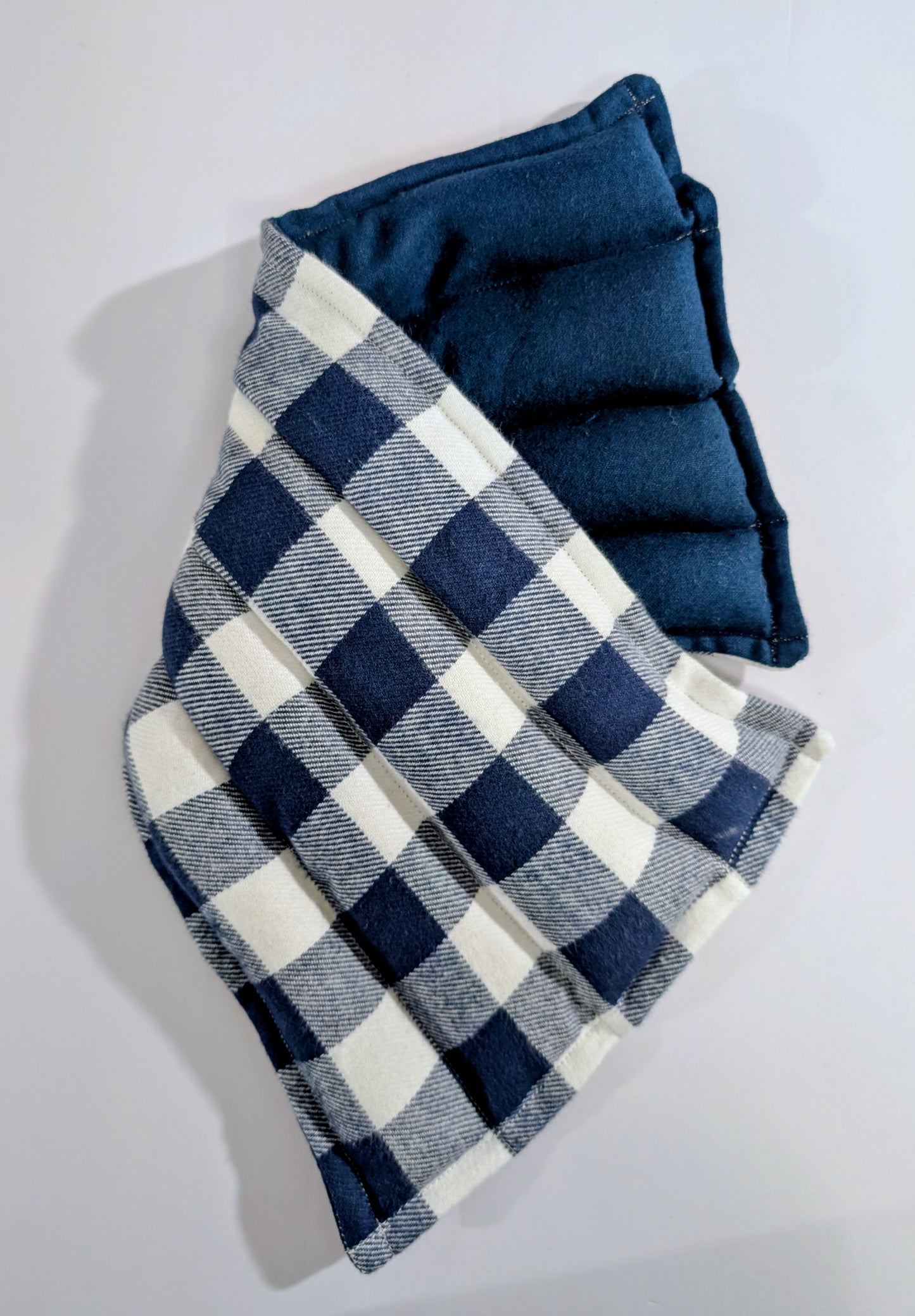 Rice flax seed therapeutic  heating/cooling neck wrap, rice bag, Blue and White, Plaid